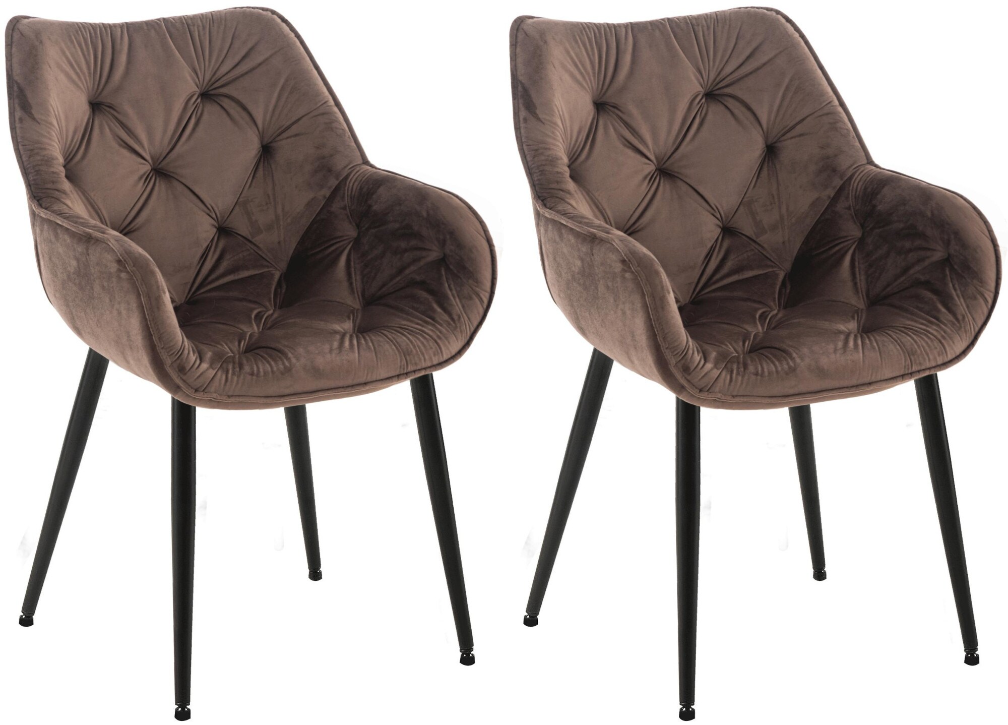 CLP 2er Set Stuhl Tanna Samt I Esszimmerstuhl Mit Armlehne I Gesteppter Polsterstuhl - Bild 1