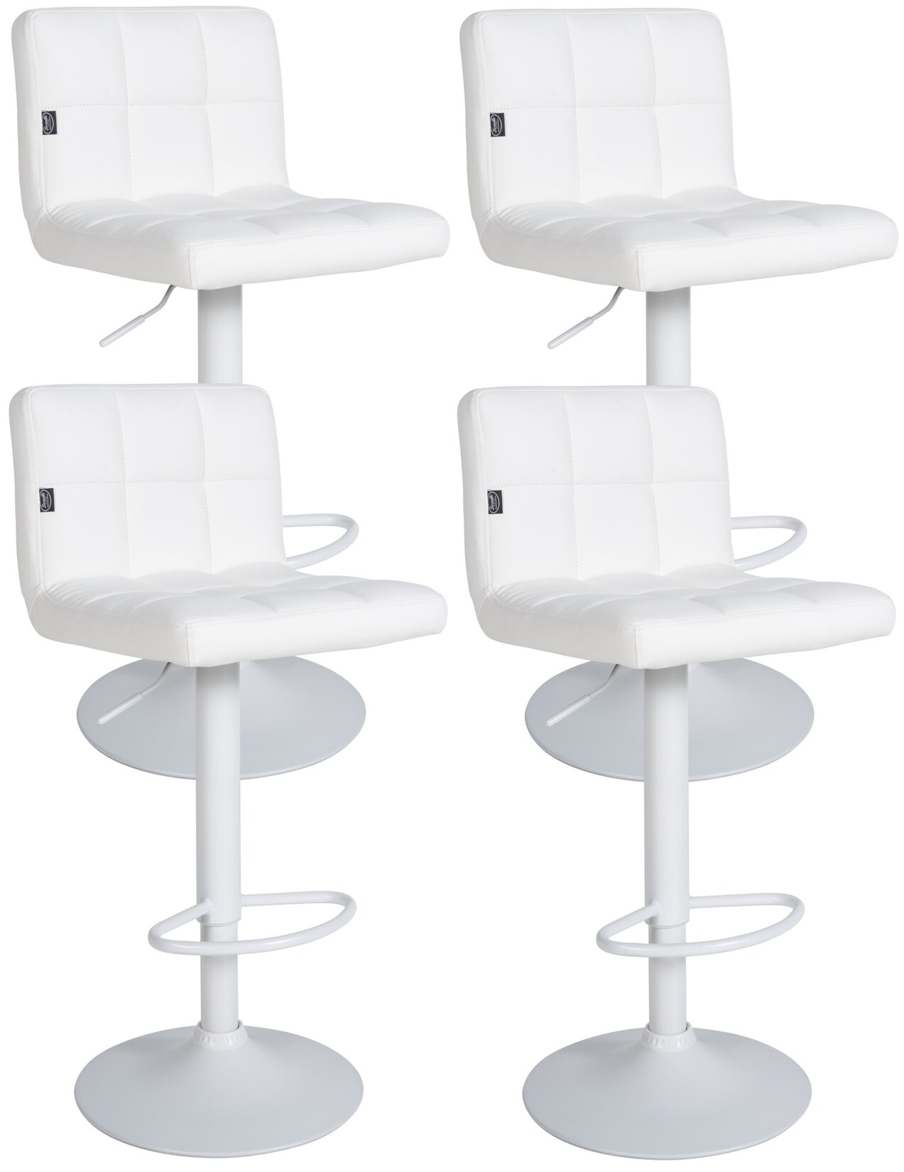 CLP 4er Set Barhocker Feni Kunstleder I Höhenverstellbarer Thekenhocker Mit Fußstütze Und Lehne I Barstuhl Mit Metallgestell | 04255716317454
