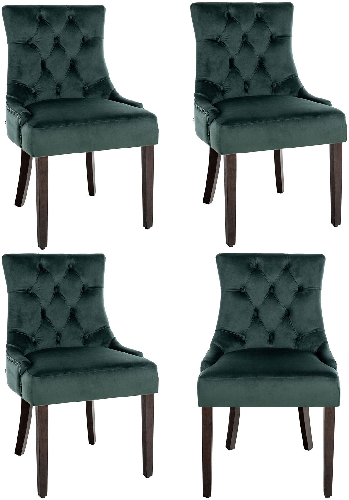 CLP 4er Set Esszimmerstuhl Aberdeen Samt I Mit Hochwertiger Polsterung Und Samtbezug I Polsterstuhl Mit Gestell Aus Kautschukholz - Bild 1