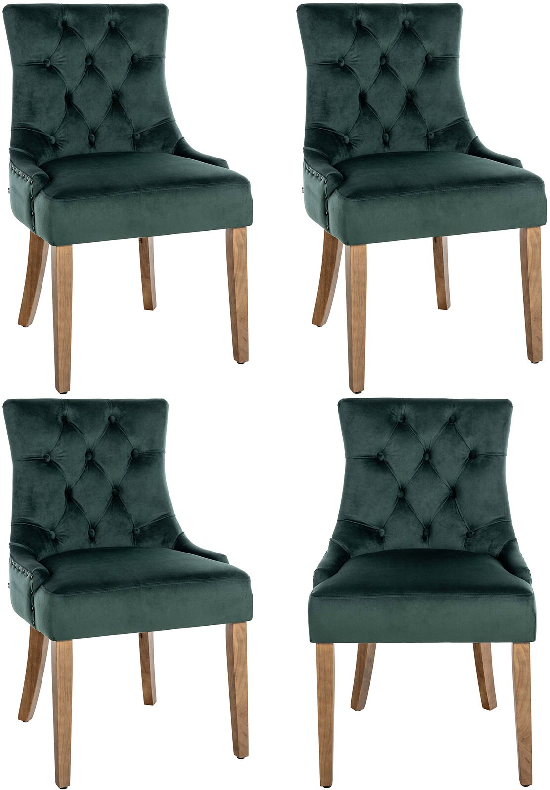 CLP 4er Set Esszimmerstuhl Aberdeen Samt I Mit Hochwertiger Polsterung Und Samtbezug I Polsterstuhl Mit Gestell Aus Kautschukholz - Bild 1