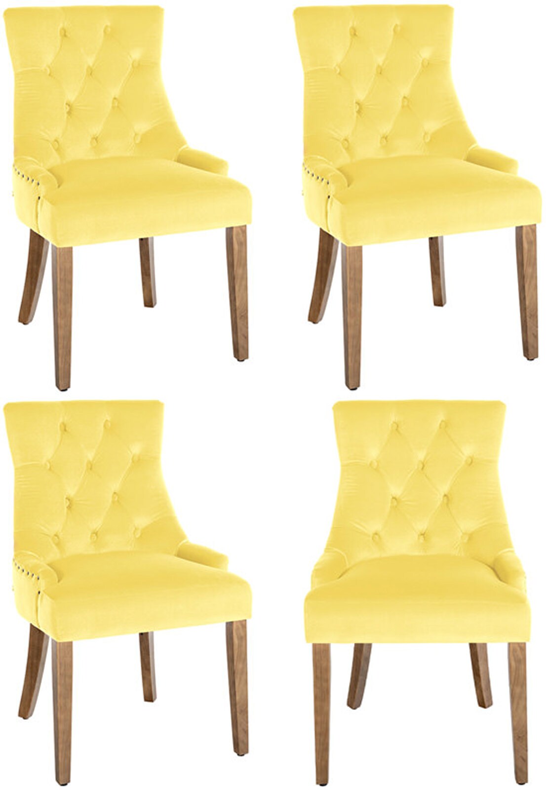 CLP 4er Set Esszimmerstuhl Aberdeen Samt I Mit Hochwertiger Polsterung Und Samtbezug I Polsterstuhl Mit Gestell Aus Kautschukholz - Bild 1