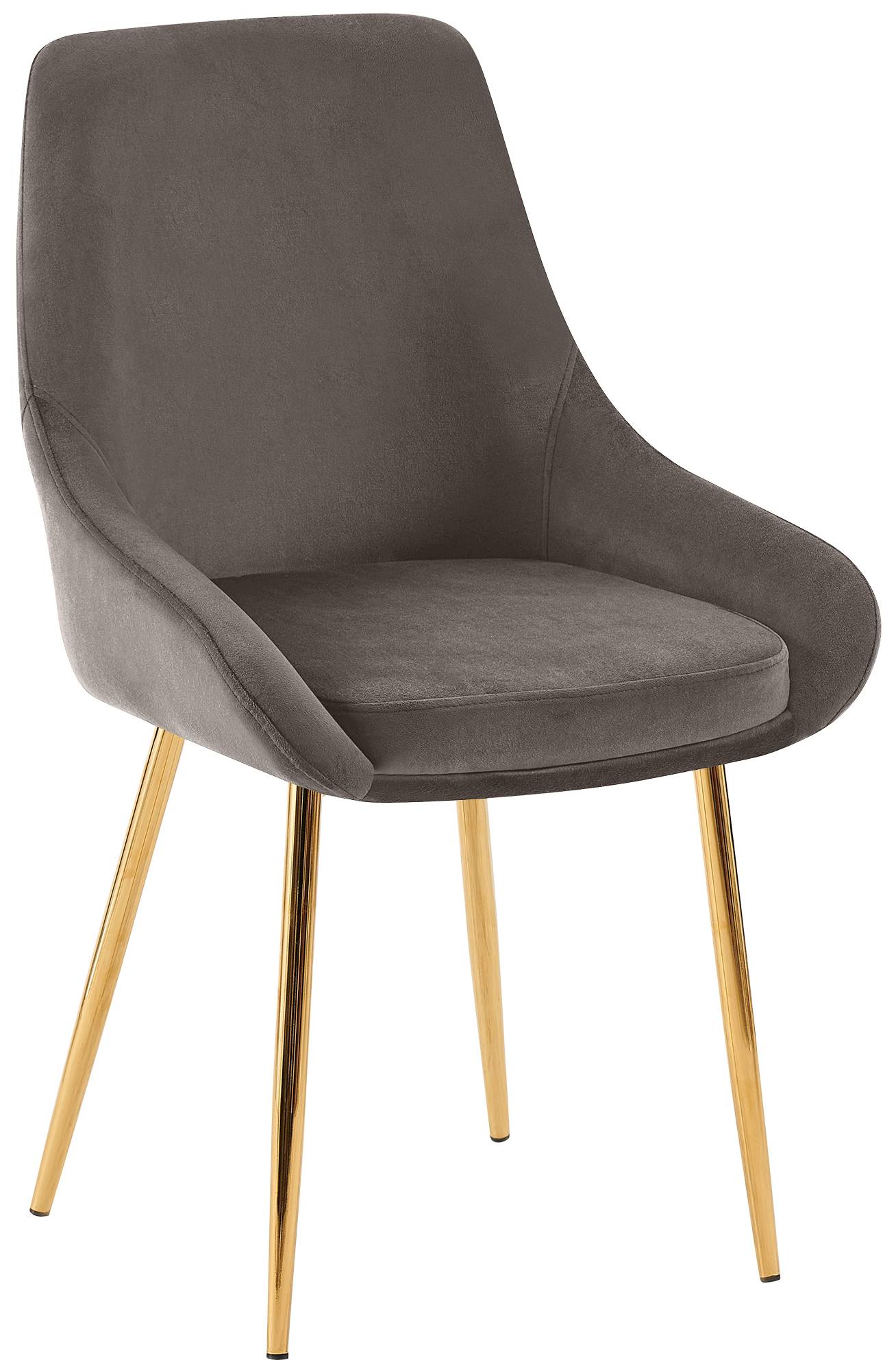 CLP Esszimmerstuhl grau Elmira, gepolstert mit Armlehne, stabiler Metallrahmen, pflegeleichter Samtbezug, K&uuml;chenstuhl modern - Bild 1