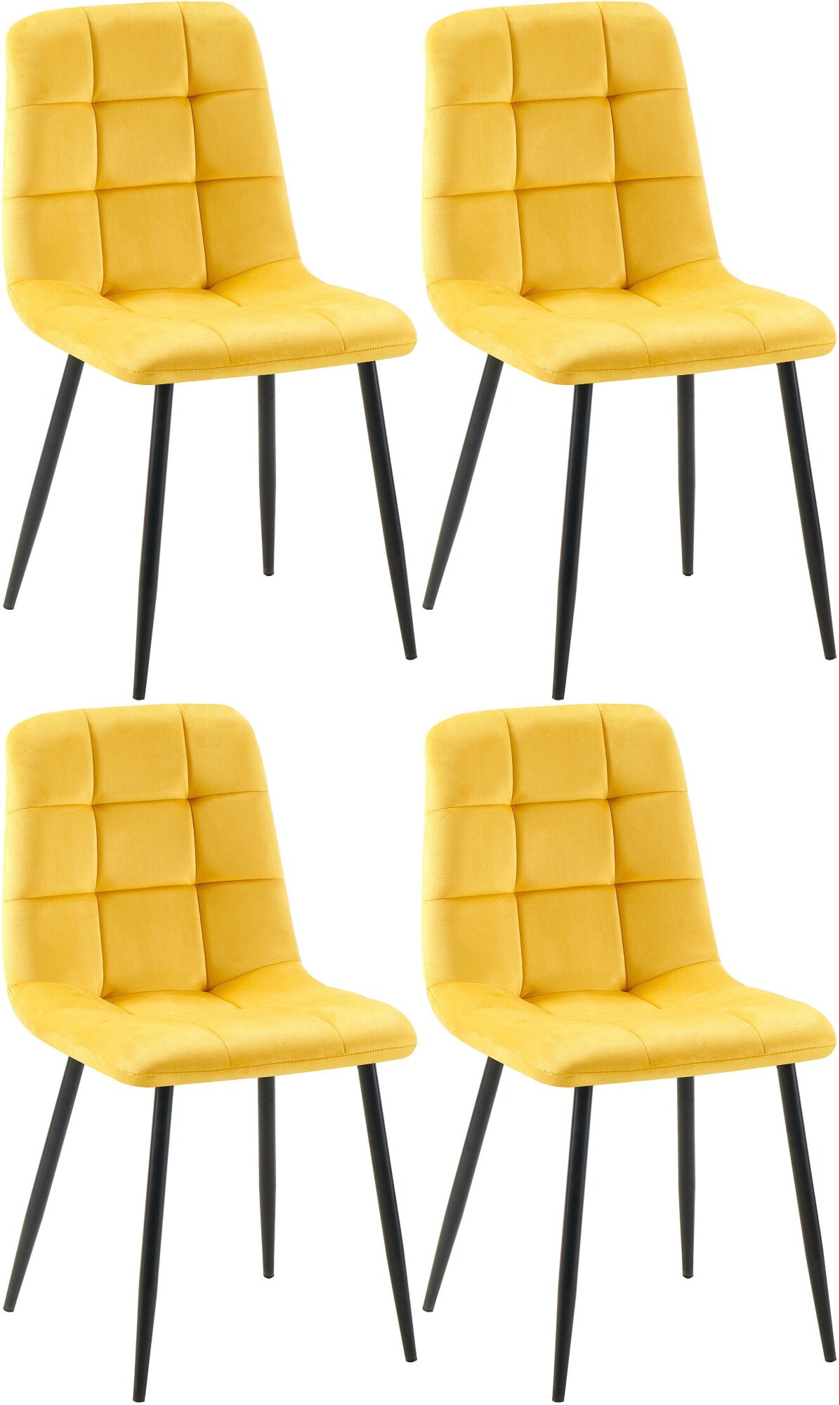 CLP Esszimmerst&uuml;hle 4er Set gepolstert Antibes, K&uuml;chenst&uuml;hle Samtbezug mit R&uuml;ckenlehnen und schwarzen Metallgestellen, bis 150 kg belastbar - Bild 1