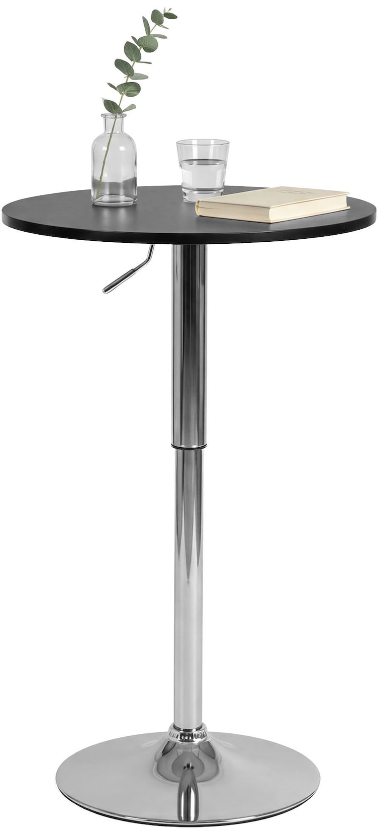 CLP Stehtisch rund 60cm Lamoni, Bartisch stufenlos höhenverstellbar, 360° drehbar, Bistrotisch mit stabilem Metallgestell und Bodenschutz