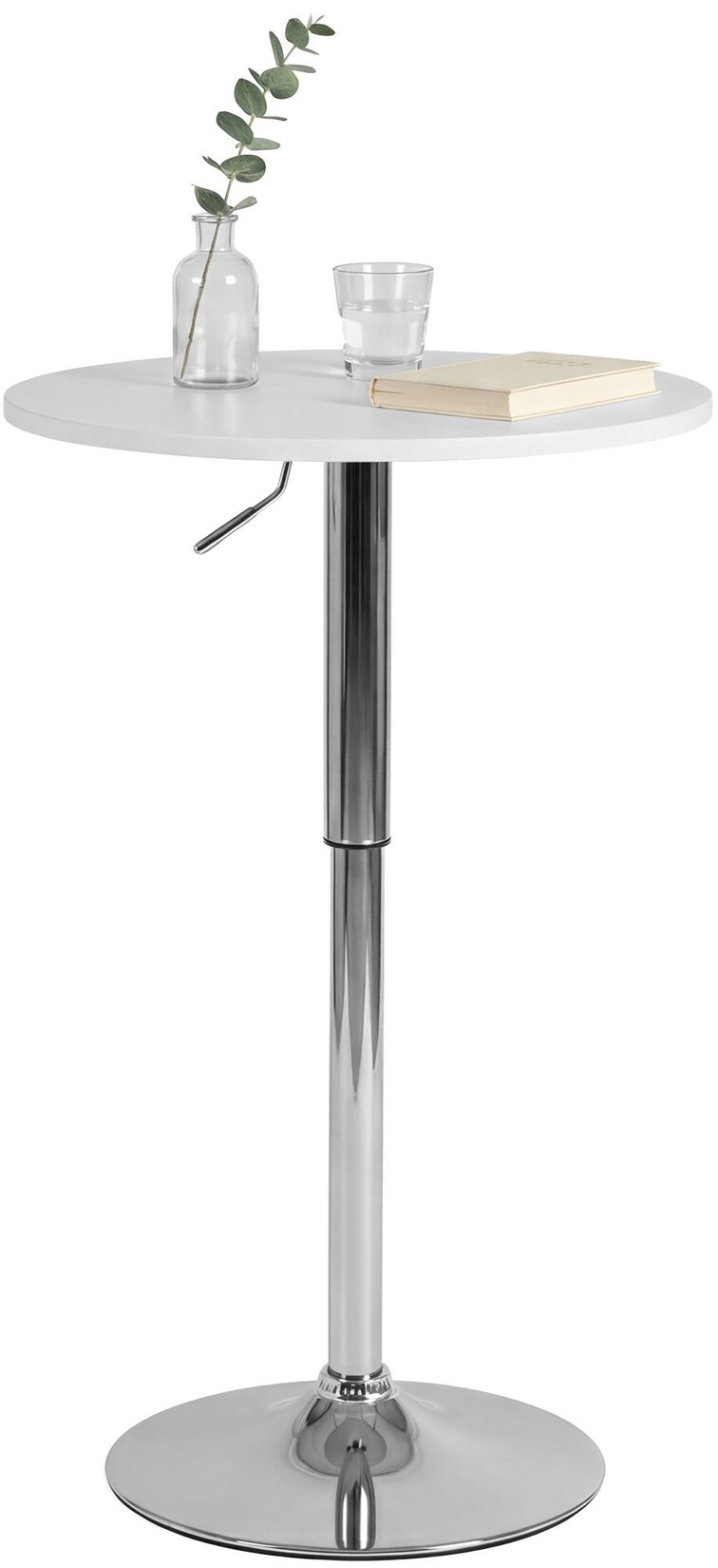 CLP Stehtisch rund 60cm Lamoni, Bartisch stufenlos höhenverstellbar, 360° drehbar, Bistrotisch mit stabilem Metallgestell und Bodenschutz