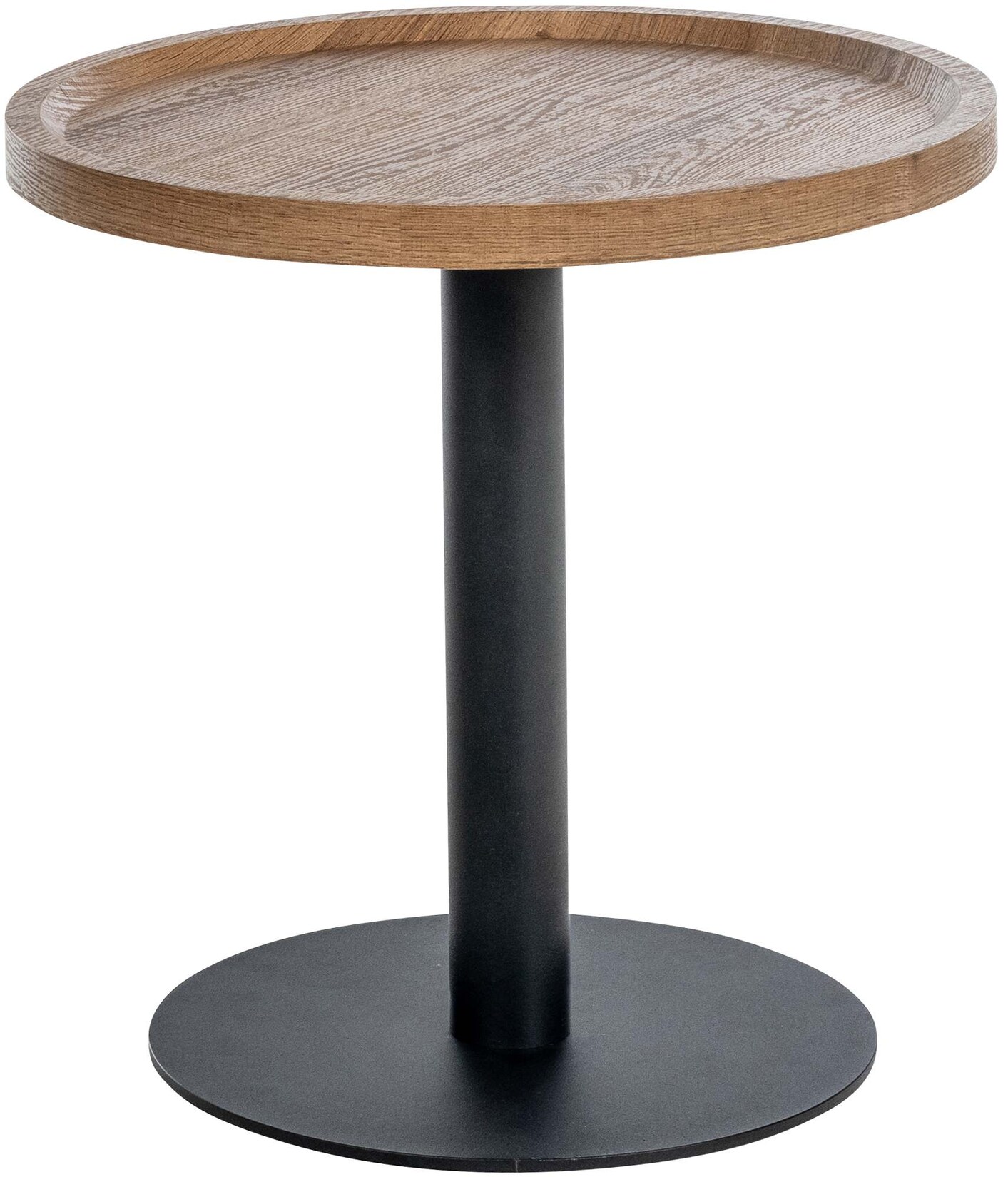 CLP Beistelltisch Aspen I Couchtisch mit runder Tischplatte aus Holz I Wohnzimmertisch mit matt-schwarzem Metallgestell