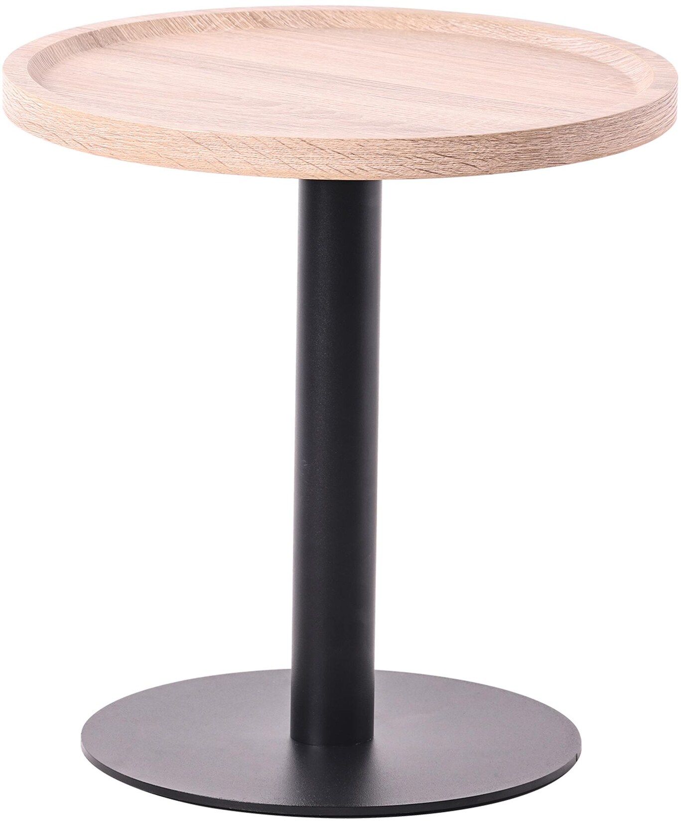 CLP Beistelltisch Aspen I Couchtisch mit runder Tischplatte aus Holz I Wohnzimmertisch mit matt-schwarzem Metallgestell