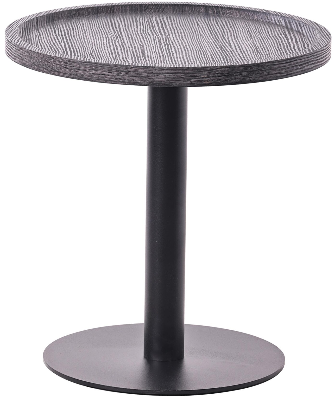 CLP Beistelltisch Aspen I Couchtisch mit runder Tischplatte aus Holz I Wohnzimmertisch mit matt-schwarzem Metallgestell