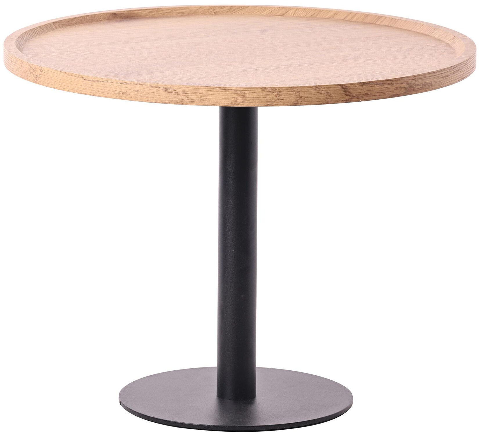CLP Beistelltisch Aspen I Couchtisch mit runder Tischplatte aus Holz I Wohnzimmertisch mit matt-schwarzem Metallgestell
