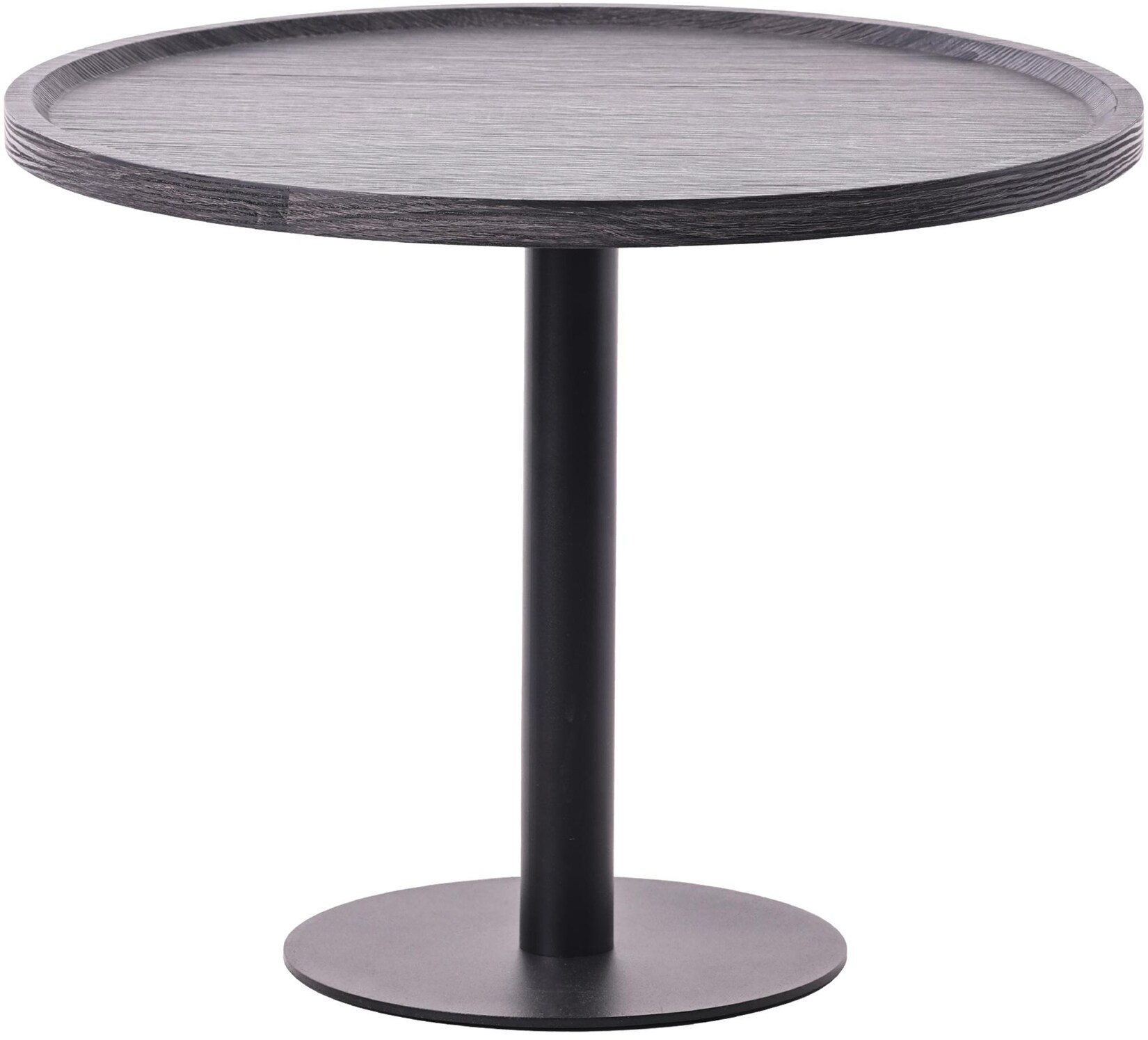 CLP Beistelltisch Aspen I Couchtisch mit runder Tischplatte aus Holz I Wohnzimmertisch mit matt-schwarzem Metallgestell