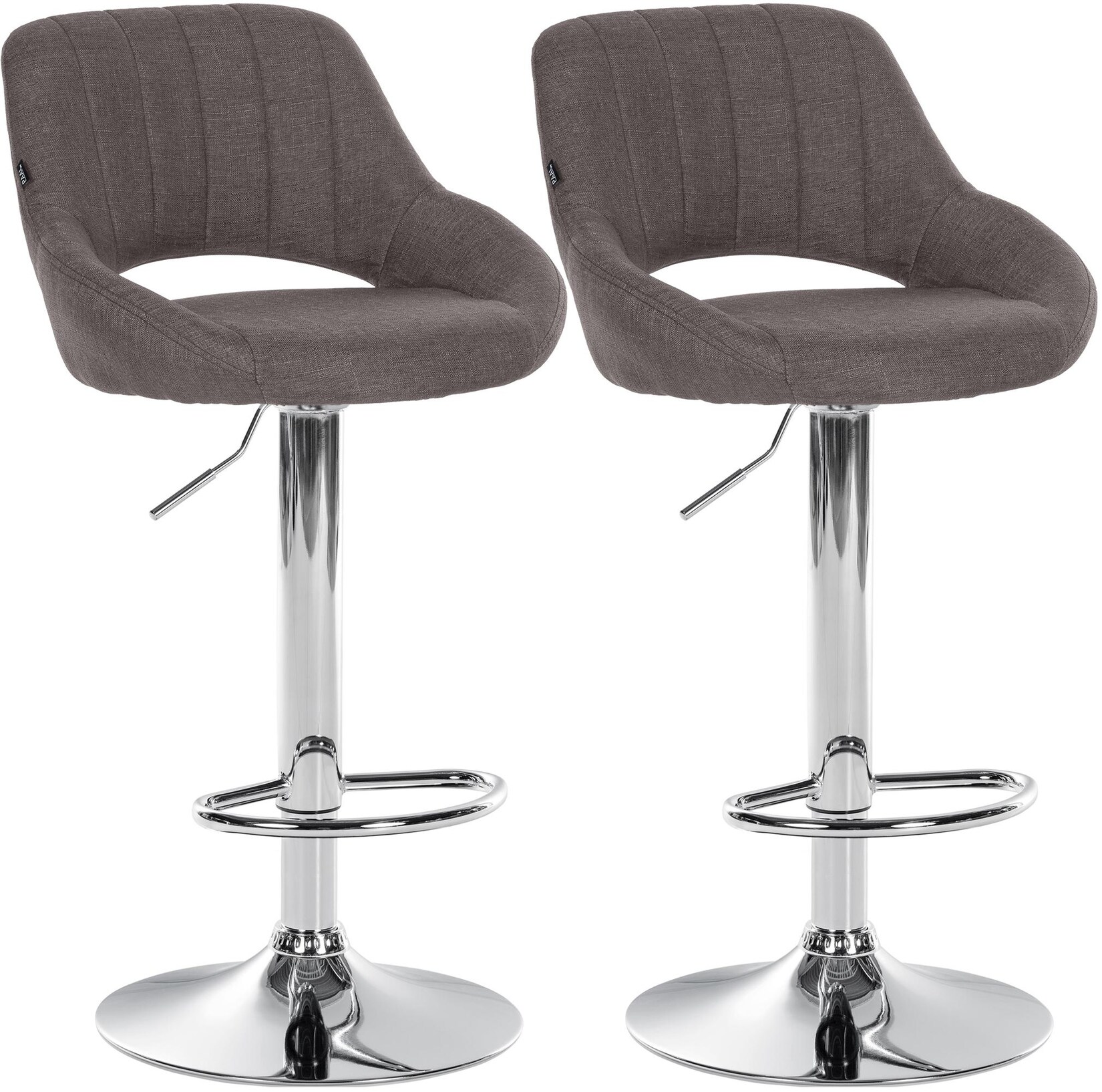 CLP Barhocker 2er Set höhenverstellbar mit Lehne Milet, Barstühle gepolstert Stoffbezüge, Tresenstühle mit Metallgestellen drehbar,