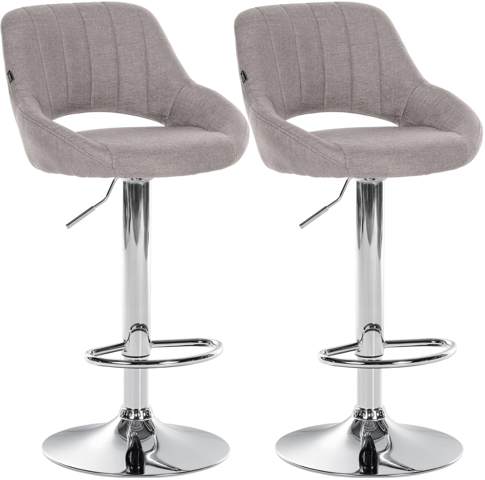 CLP Barhocker 2er Set höhenverstellbar mit Lehne Milet, Barstühle gepolstert Stoffbezüge, Tresenstühle mit Metallgestellen drehbar,