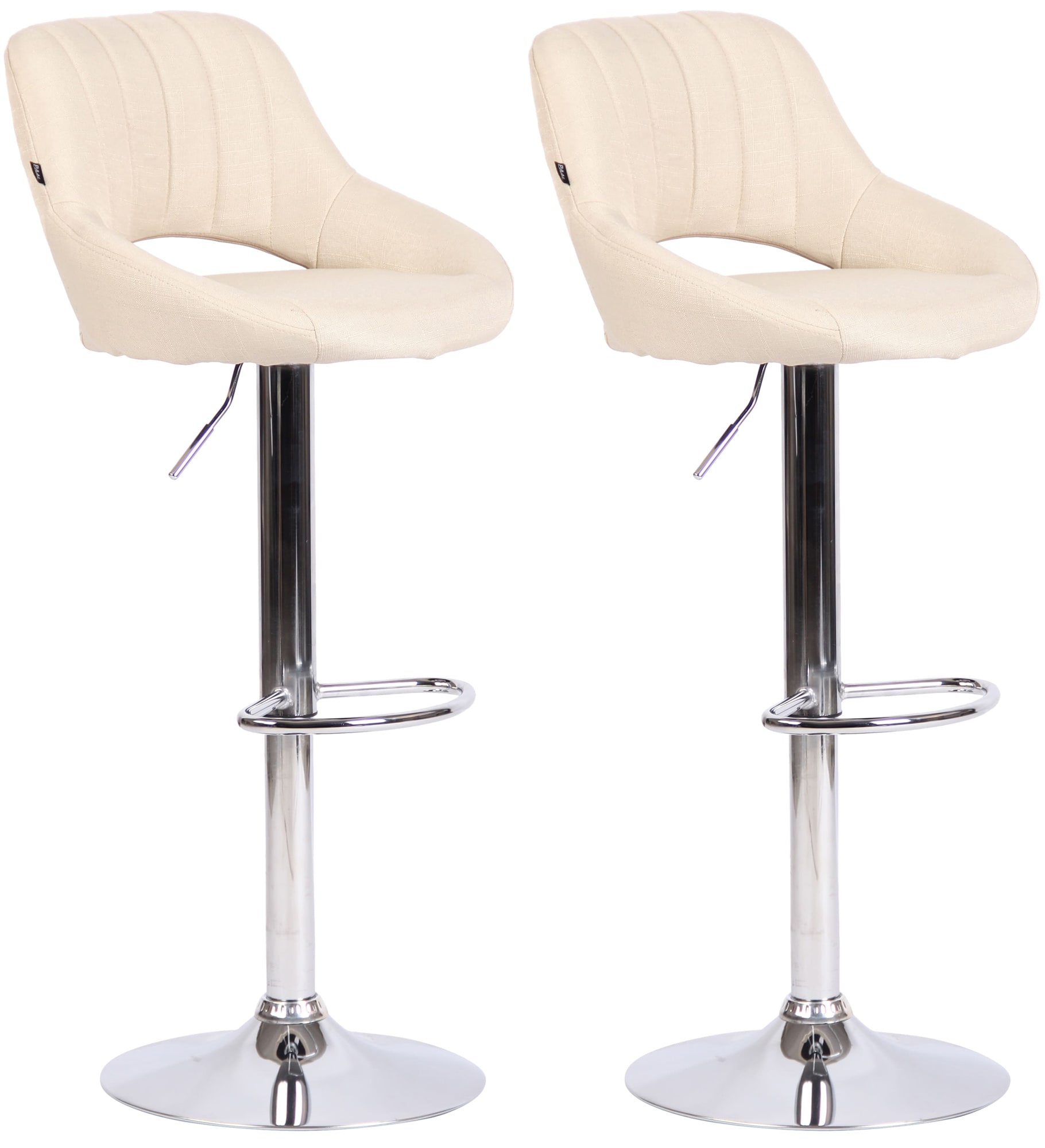 CLP Barhocker 2er Set h&ouml;henverstellbar mit Lehne Milet, Barst&uuml;hle gepolstert Stoffbez&uuml;ge, Tresenst&uuml;hle mit Metallgestellen drehbar - Bild 1