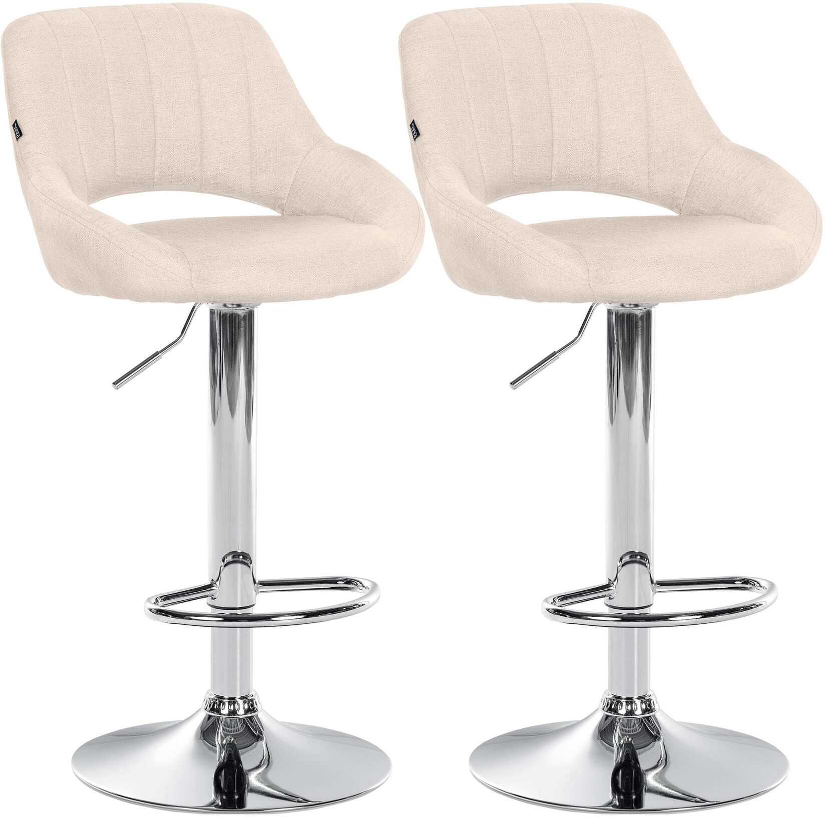 CLP Barhocker 2er Set höhenverstellbar mit Lehne Milet, Barstühle gepolstert Stoffbezüge, Tresenstühle mit Metallgestellen drehbar,