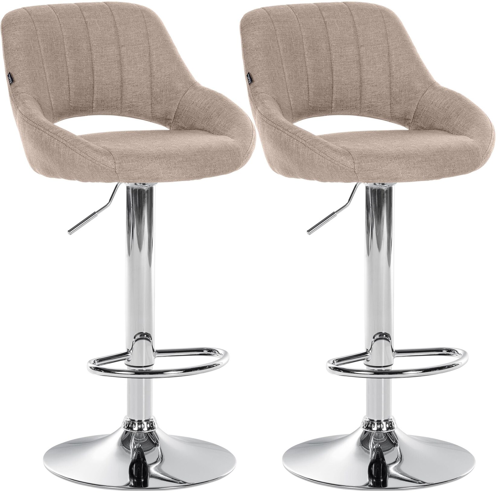 CLP Barhocker 2er Set höhenverstellbar mit Lehne Milet, Barstühle gepolstert Stoffbezüge, Tresenstühle mit Metallgestellen drehbar,
