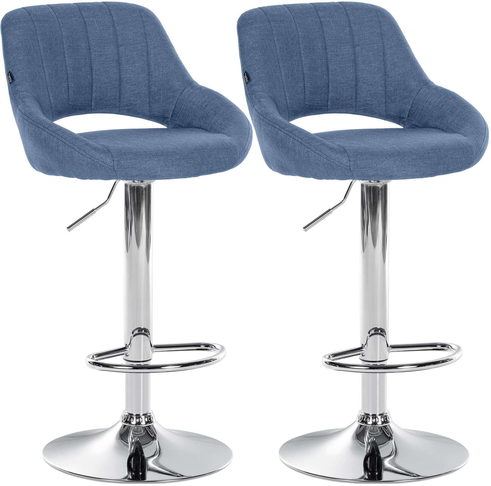 CLP Barhocker 2er Set höhenverstellbar mit Lehne Milet, Barstühle gepolstert Stoffbezüge, Tresenstühle mit Metallgestellen drehbar,