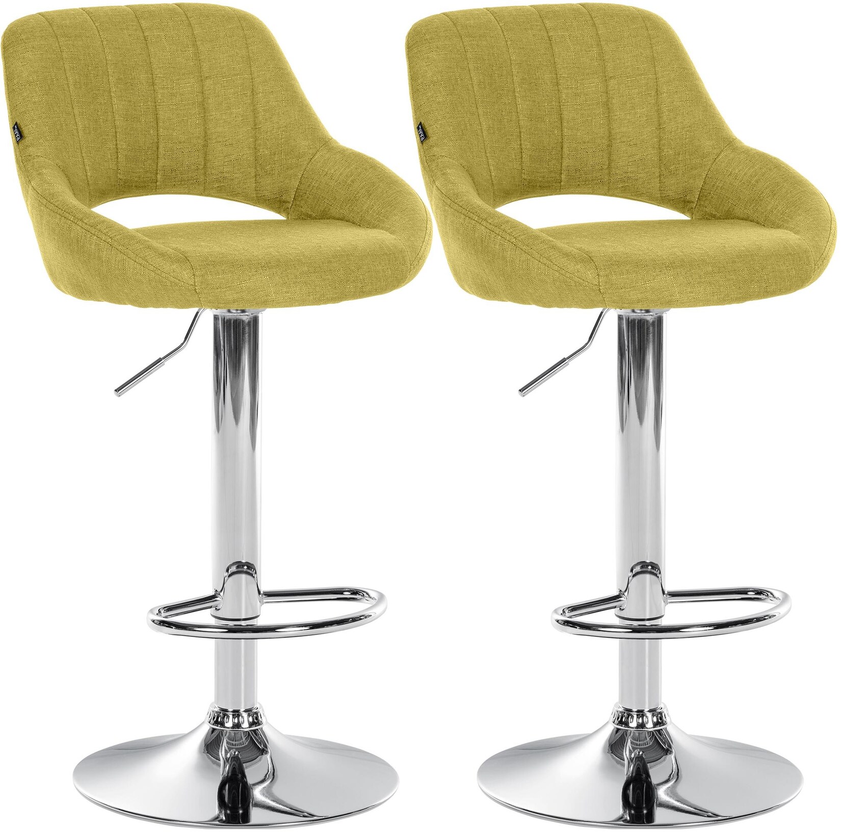 CLP Barhocker 2er Set höhenverstellbar mit Lehne Milet, Barstühle gepolstert Stoffbezüge, Tresenstühle mit Metallgestellen drehbar,