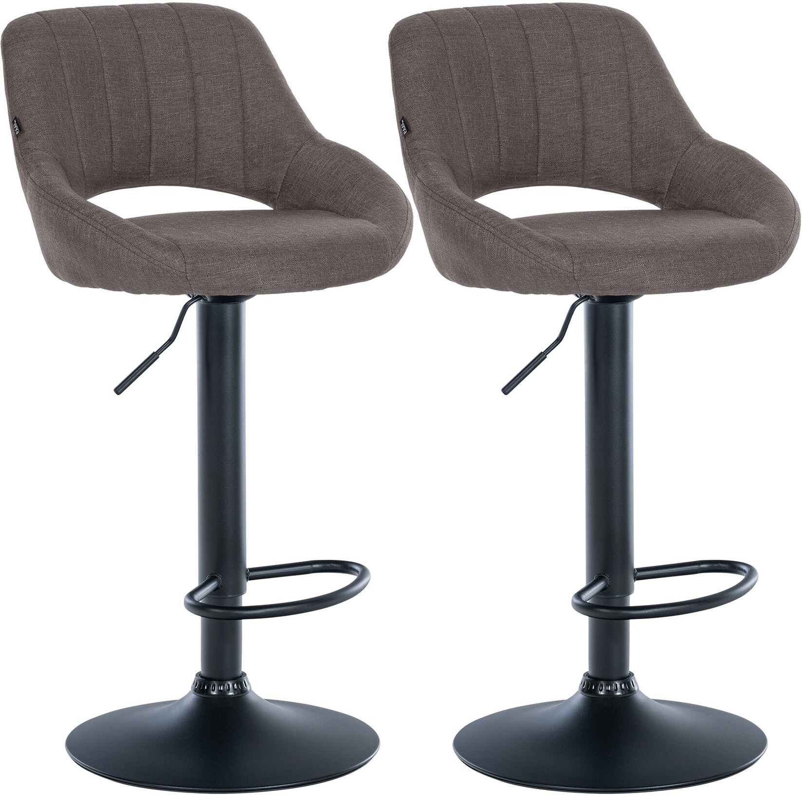 CLP Barhocker 2er Set höhenverstellbar mit Lehne Milet, Barstühle gepolstert Stoffbezüge, Tresenstühle mit Metallgestellen drehbar,