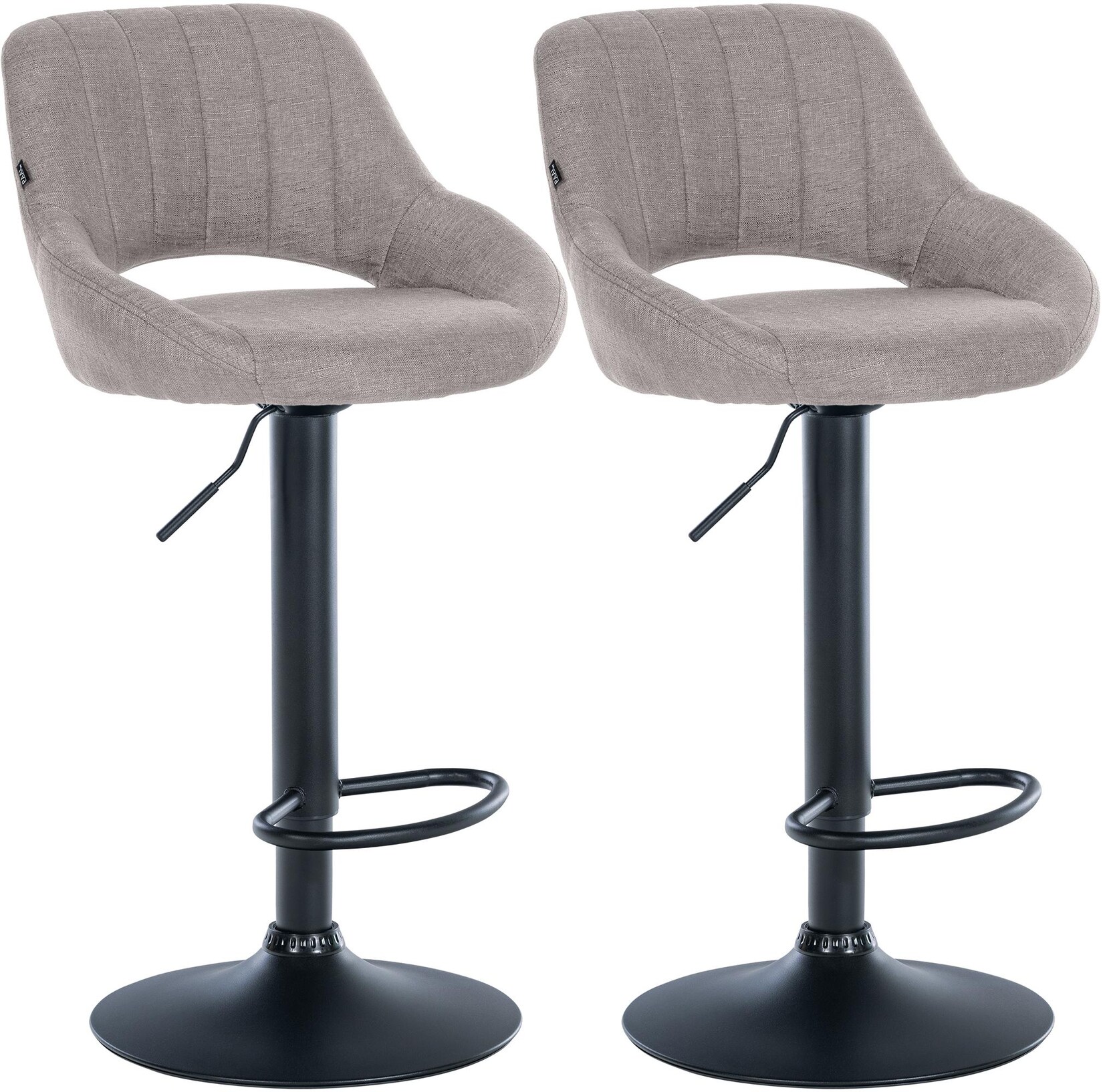CLP Barhocker 2er Set höhenverstellbar mit Lehne Milet, Barstühle gepolstert Stoffbezüge, Tresenstühle mit Metallgestellen drehbar,