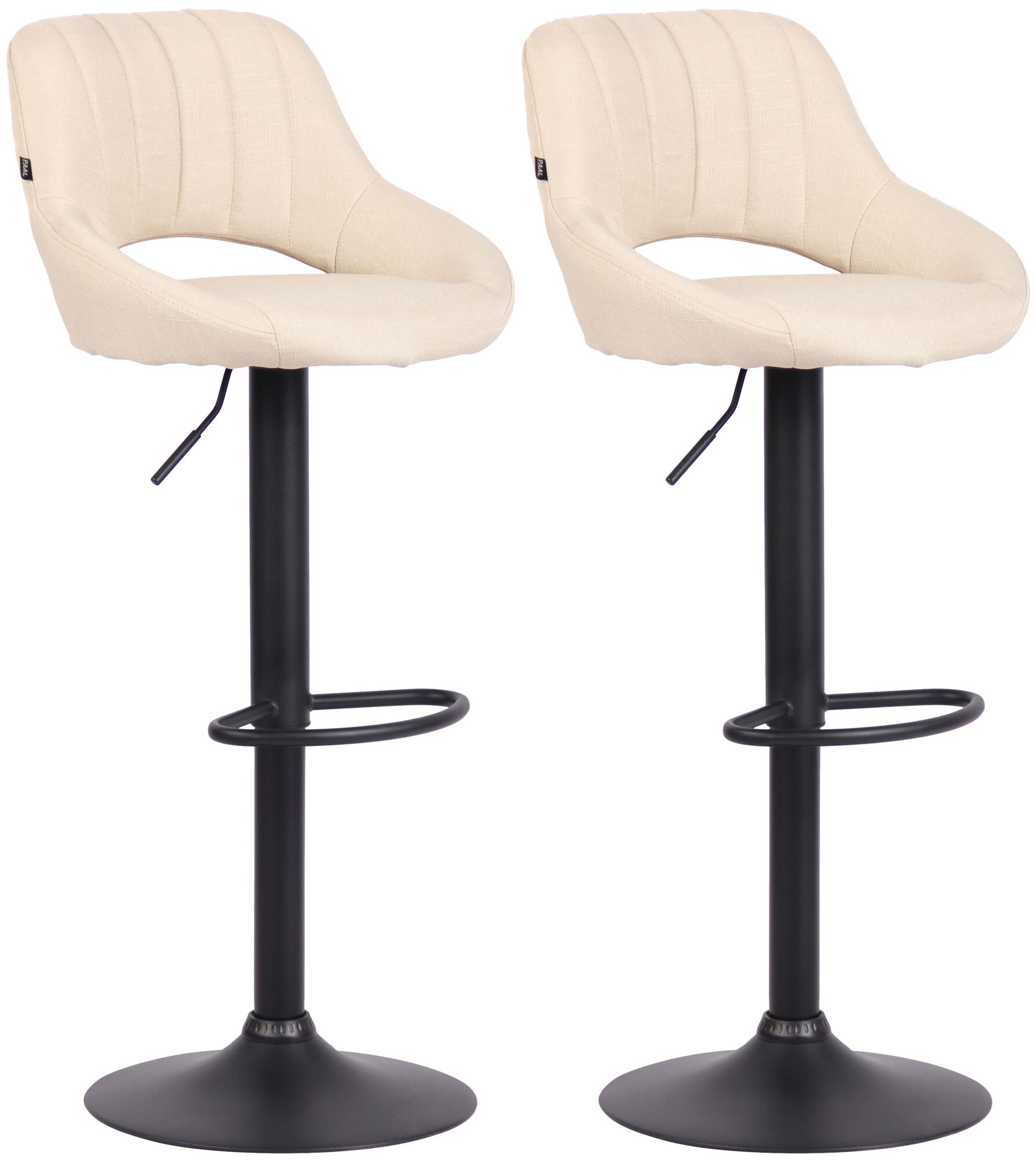 CLP Barhocker 2er Set h&ouml;henverstellbar mit Lehne Milet, Barst&uuml;hle gepolstert Stoffbez&uuml;ge, Tresenst&uuml;hle mit Metallgestellen drehbar - Bild 1