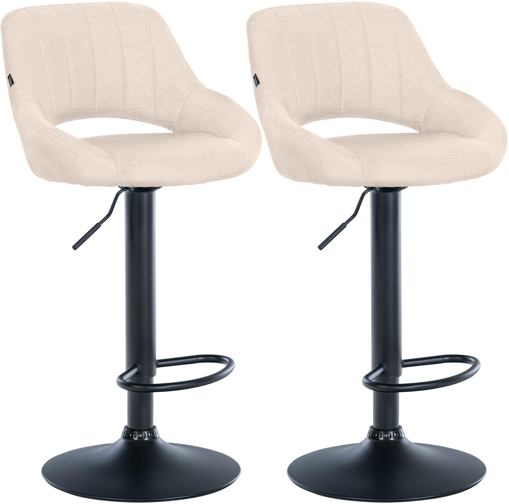 CLP 2er Set Barhocker Milet Stoff B Farbe: creme, Material Gestell: Metall matt schwarz