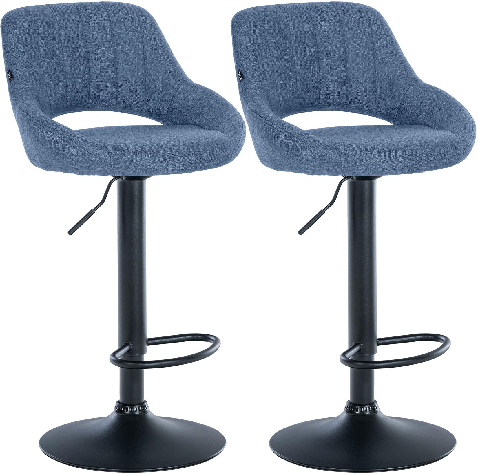 CLP Barhocker 2er Set höhenverstellbar mit Lehne Milet, Barstühle gepolstert Stoffbezüge, Tresenstühle mit Metallgestellen drehbar,
