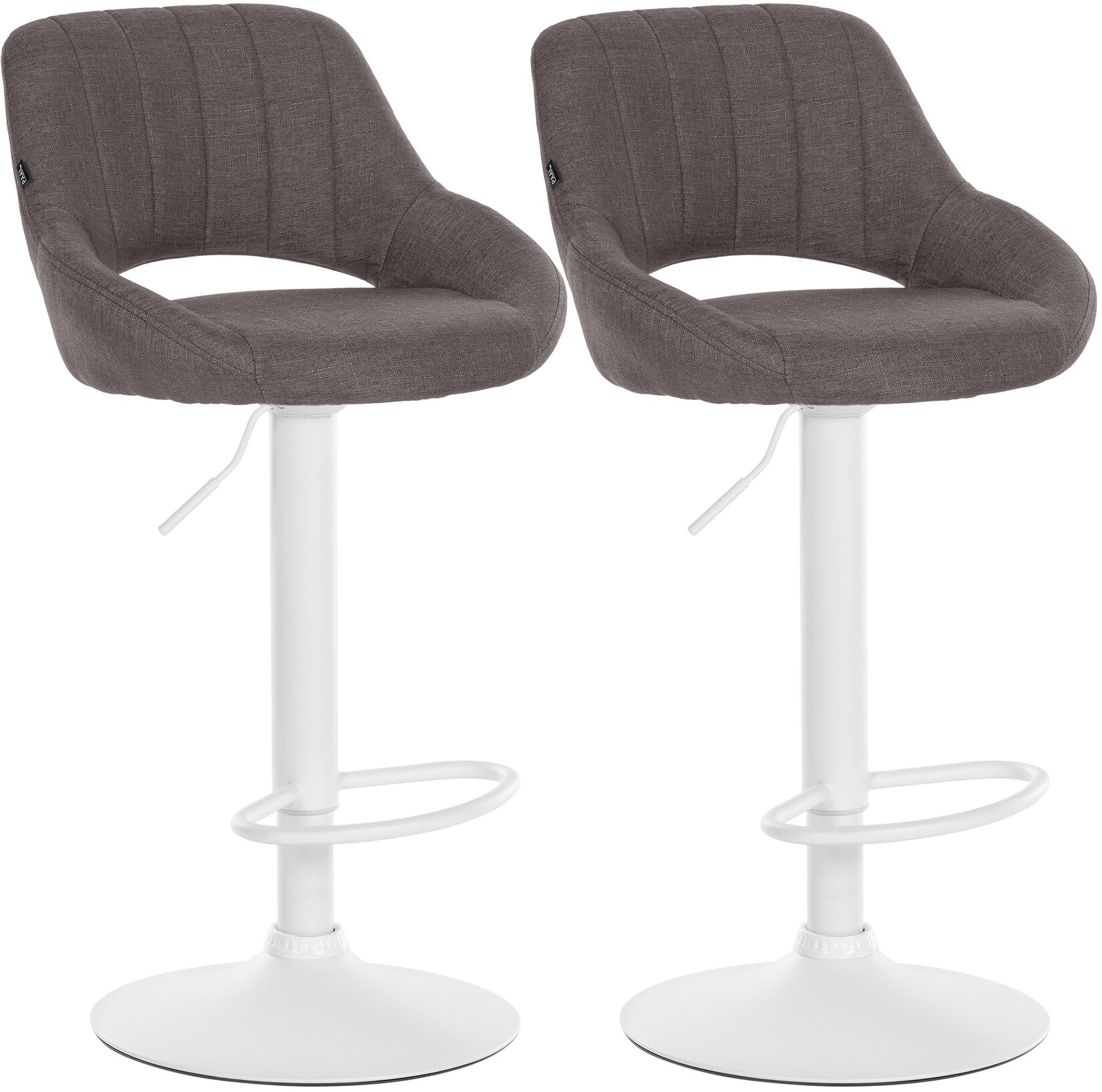 CLP Barhocker 2er Set höhenverstellbar mit Lehne Milet, Barstühle gepolstert Stoffbezüge, Tresenstühle mit Metallgestellen drehbar,