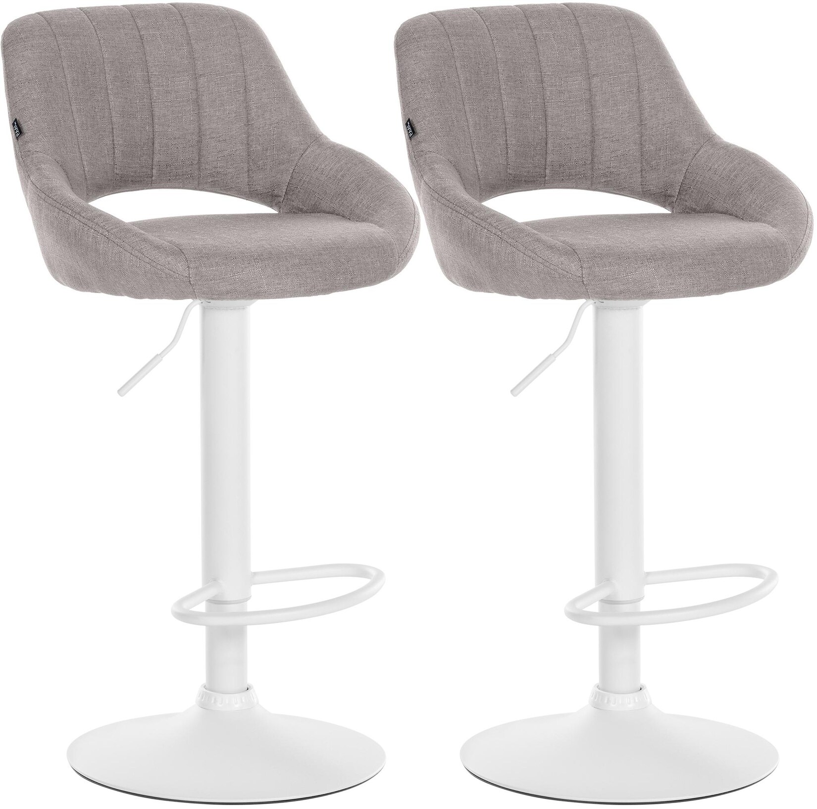 CLP Barhocker 2er Set höhenverstellbar mit Lehne Milet, Barstühle gepolstert Stoffbezüge, Tresenstühle mit Metallgestellen drehbar,