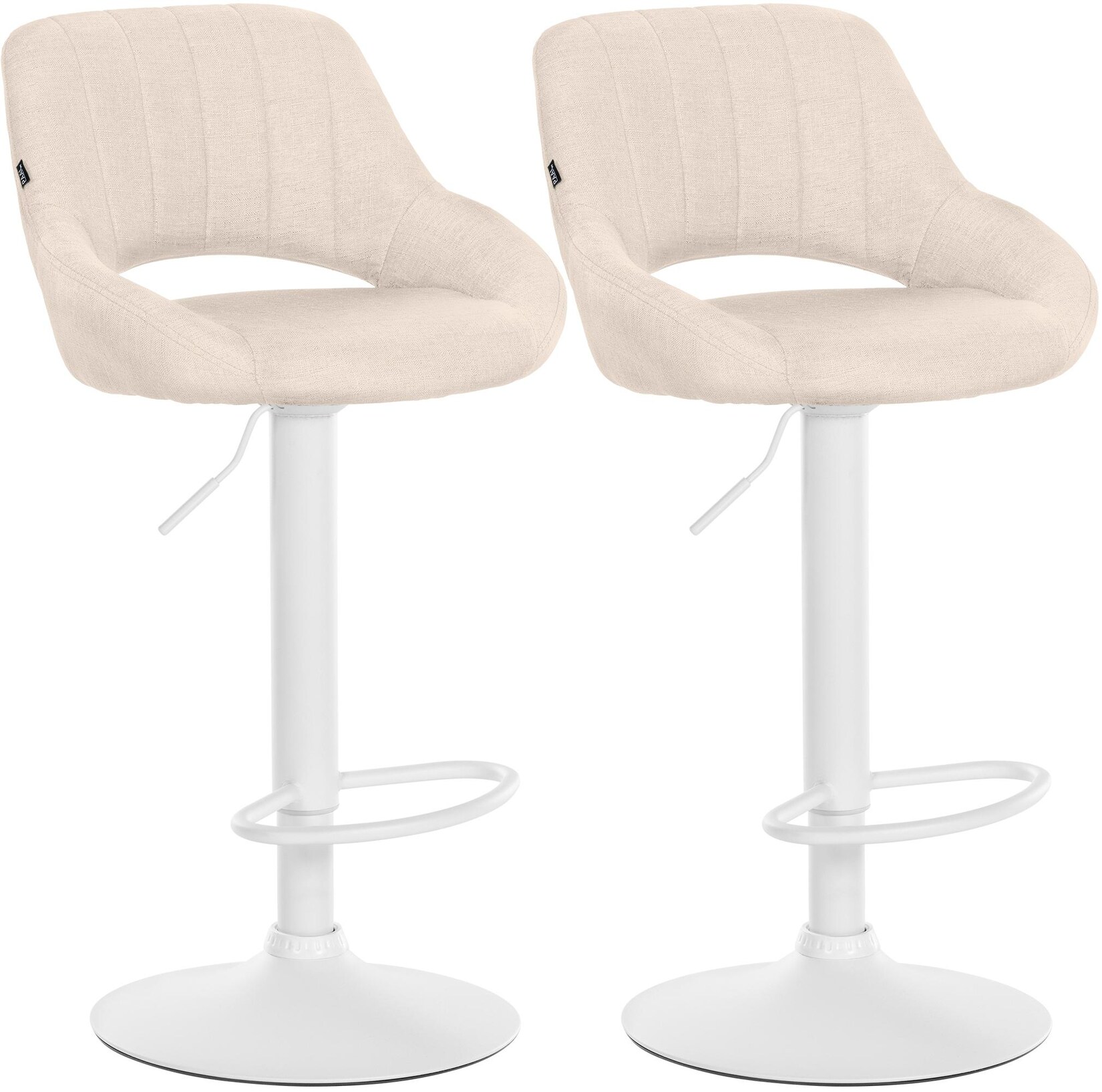 CLP Barhocker 2er Set höhenverstellbar mit Lehne Milet, Barstühle gepolstert Stoffbezüge, Tresenstühle mit Metallgestellen drehbar,