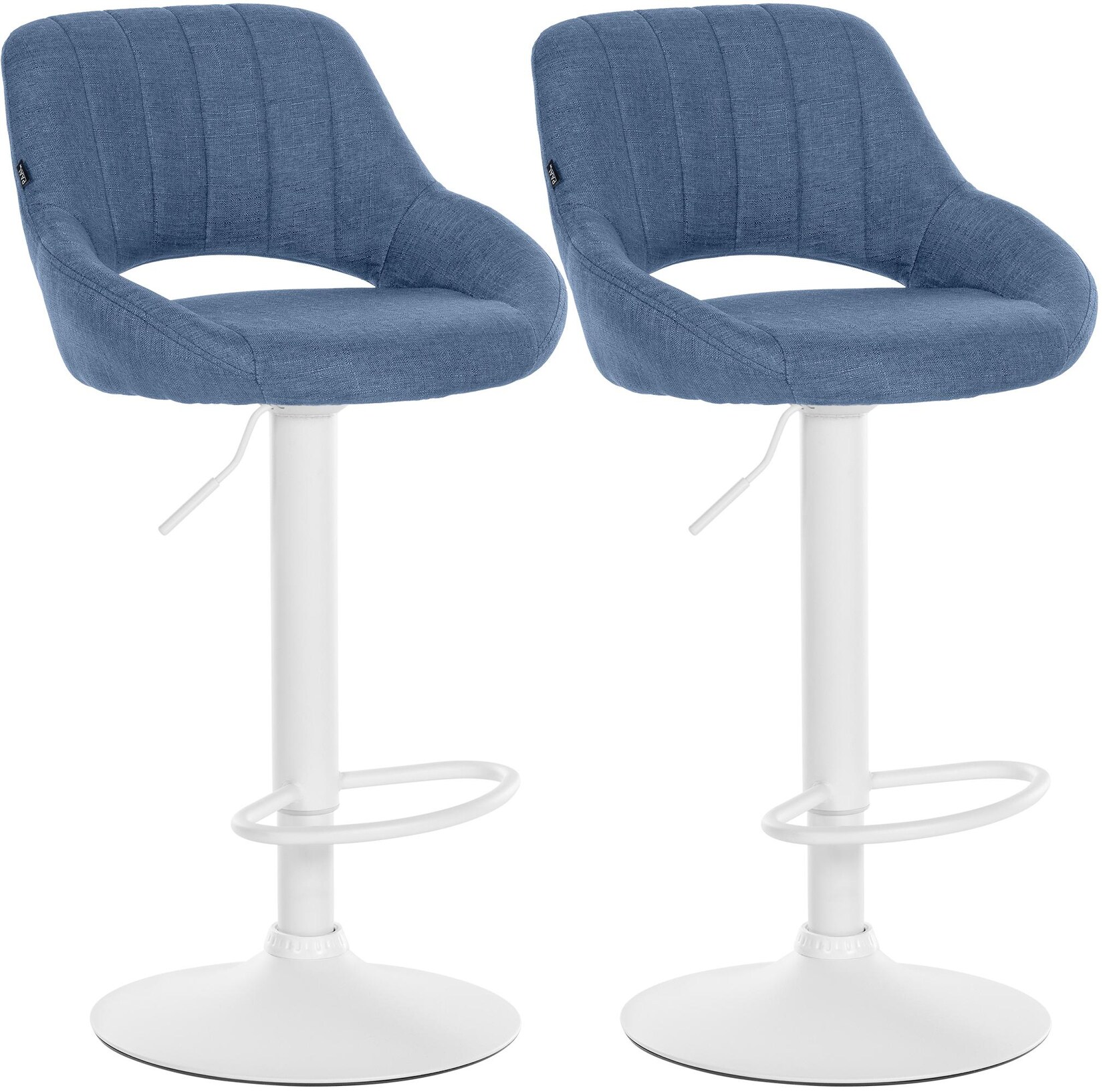 CLP Barhocker 2er Set höhenverstellbar mit Lehne Milet, Barstühle gepolstert Stoffbezüge, Tresenstühle mit Metallgestellen drehbar,