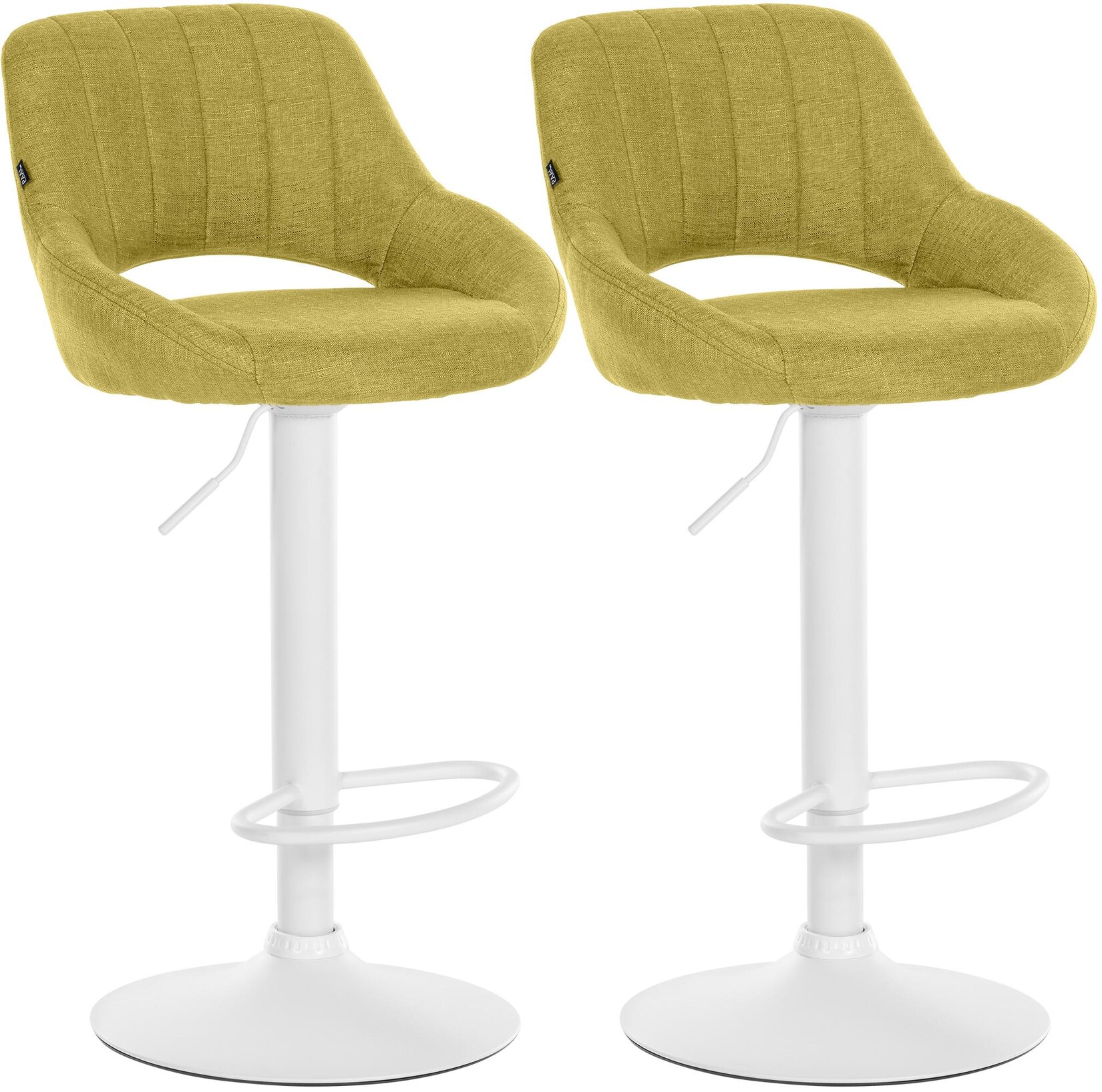 CLP Barhocker 2er Set höhenverstellbar mit Lehne Milet, Barstühle gepolstert Stoffbezüge, Tresenstühle mit Metallgestellen drehbar,