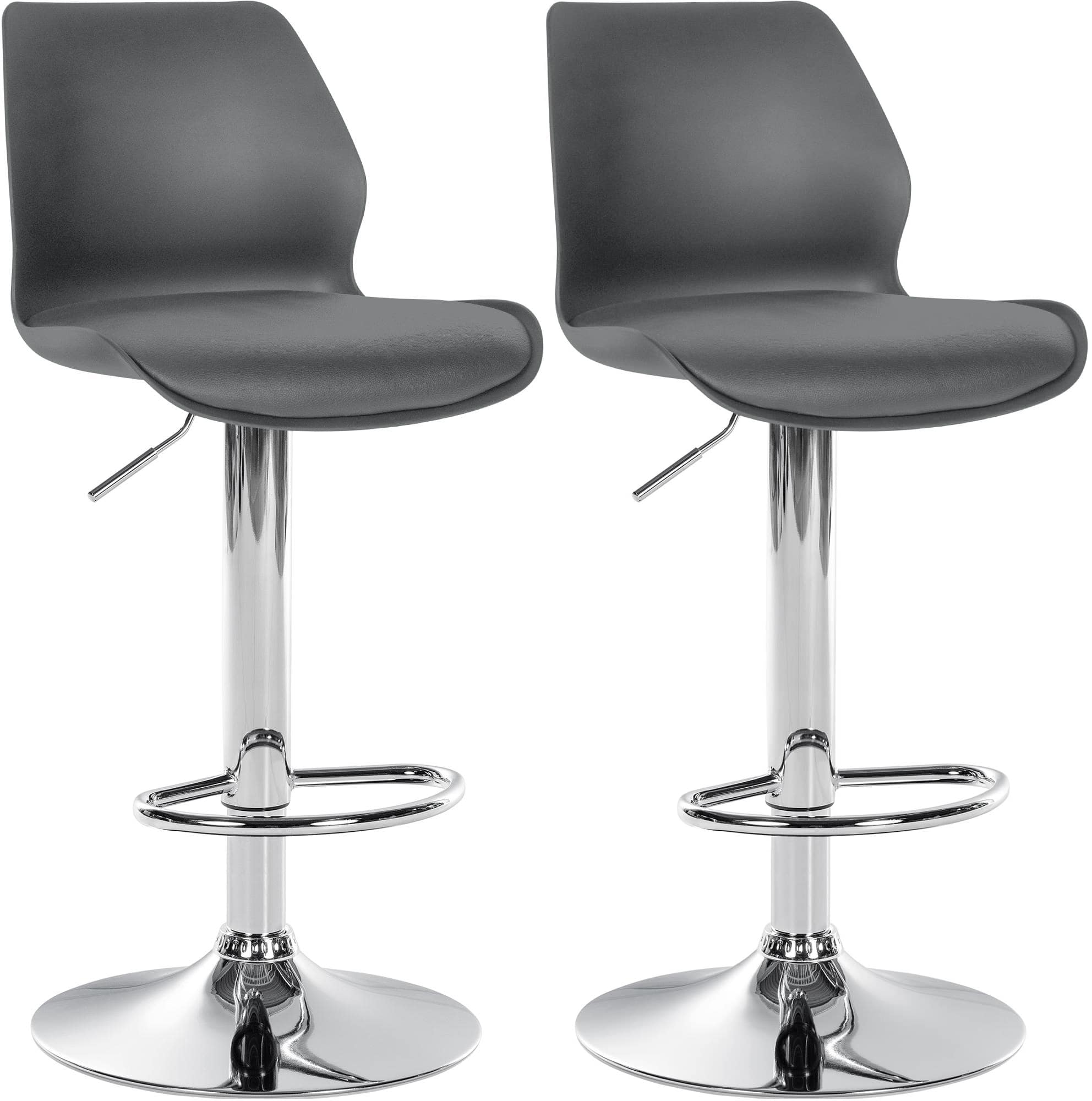 CLP 2er Set Barhocker Gilbert I Mit Gepolsterter Sitzfl&auml;che Aus Kunstleder I H&ouml;henverstellbar, Drehbar Mit Fu&szlig;st&uuml;tze Und R&uuml;ckenlehn - Bild 1