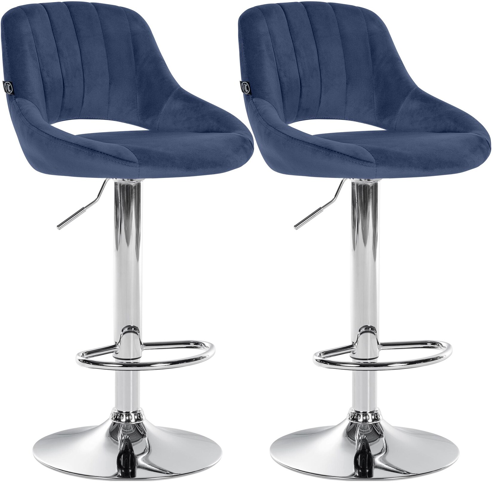 CLP Barhocker 2er Set höhenverstellbar mit Lehne Milet, Barstühle gepolstert Samtbezug, Tresenstühle mit Metallgestell drehbar