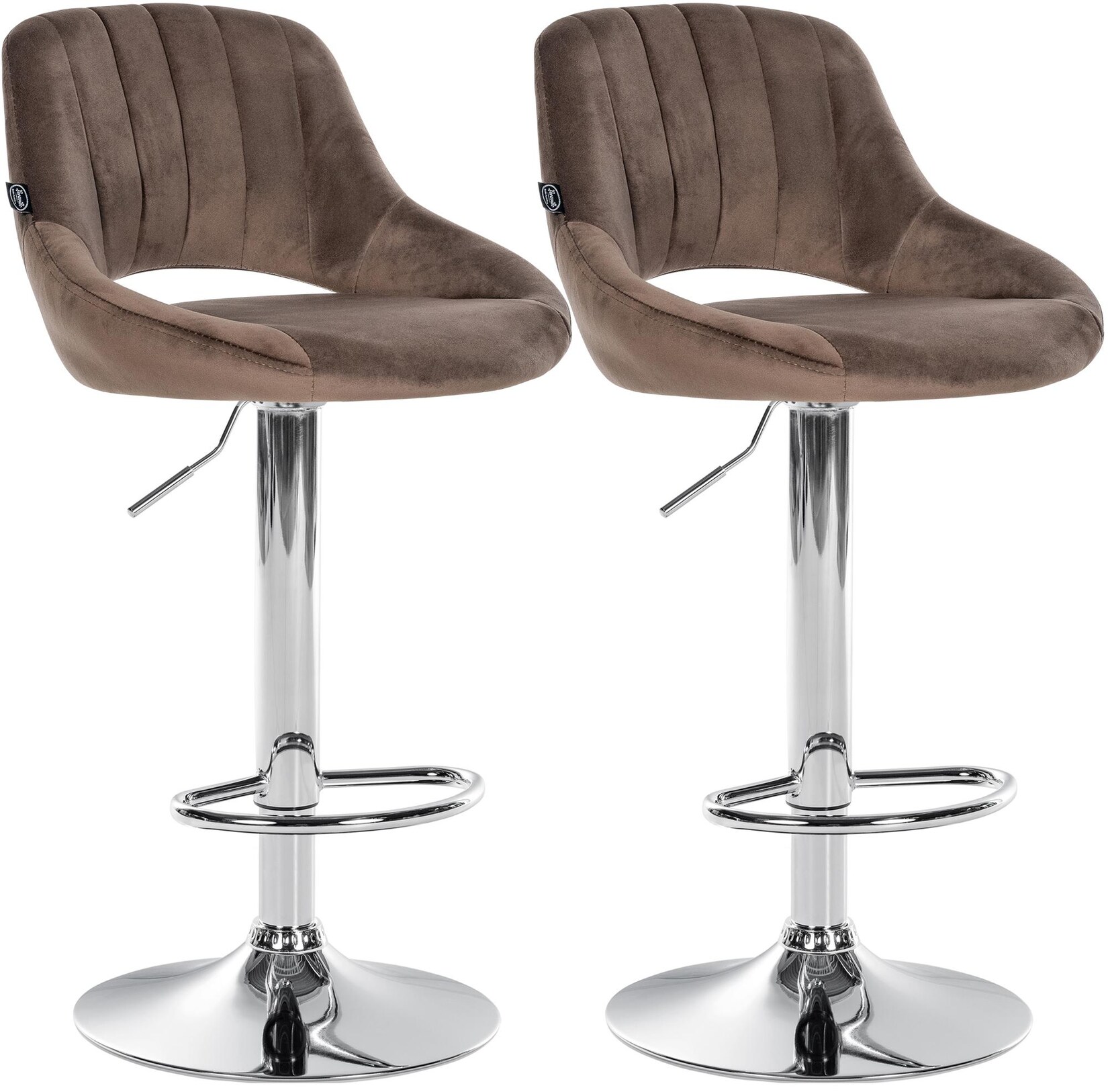 CLP Barhocker 2er Set höhenverstellbar mit Lehne Milet, Barstühle gepolstert Samtbezug, Tresenstühle mit Metallgestell drehbar