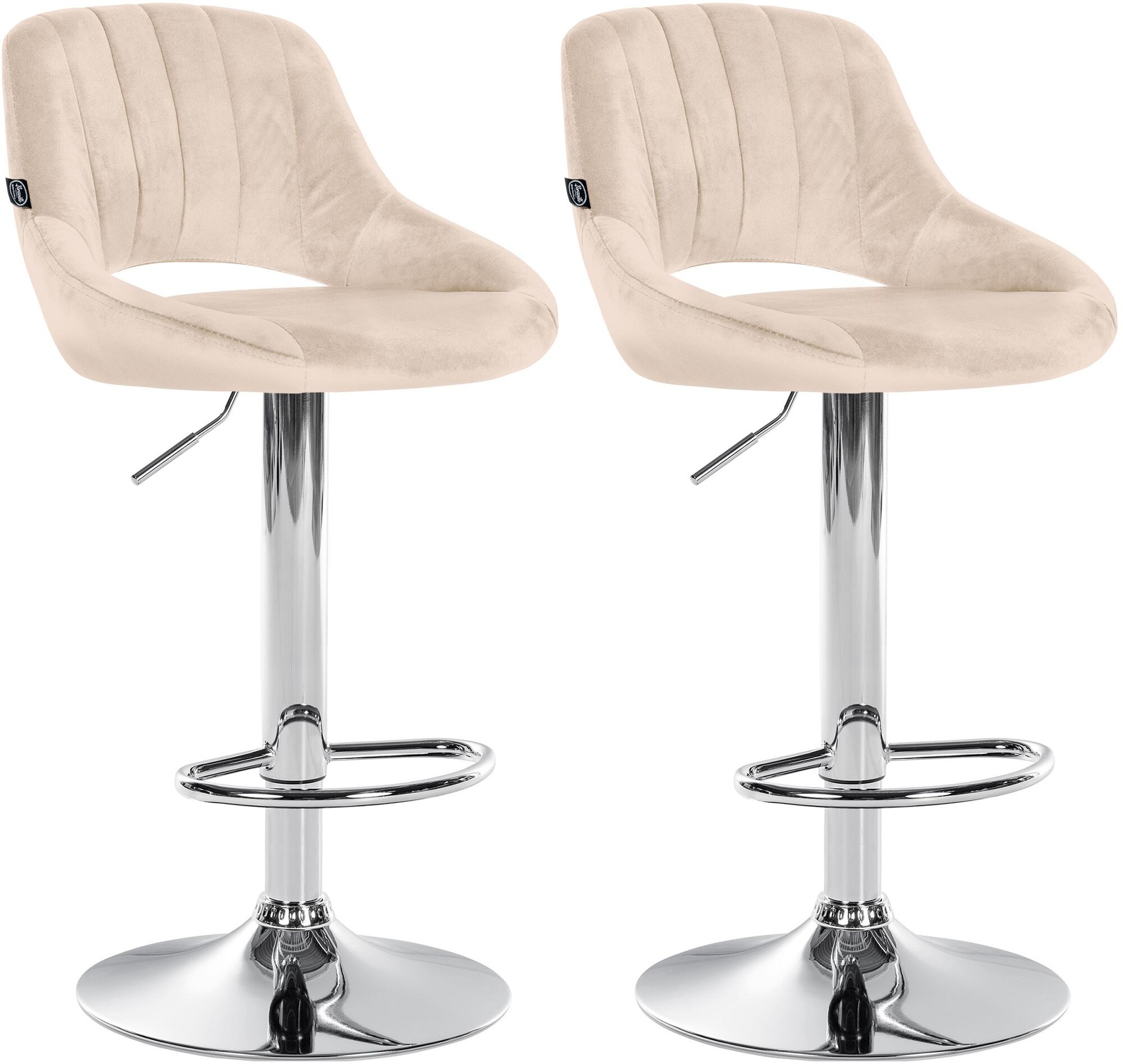 CLP 2er Set Barhocker Milet Mit Samt-Bezug I Drehbarer Barstuhl Mit Lehne Und Fu&szlig;st&uuml;tze - Bild 1