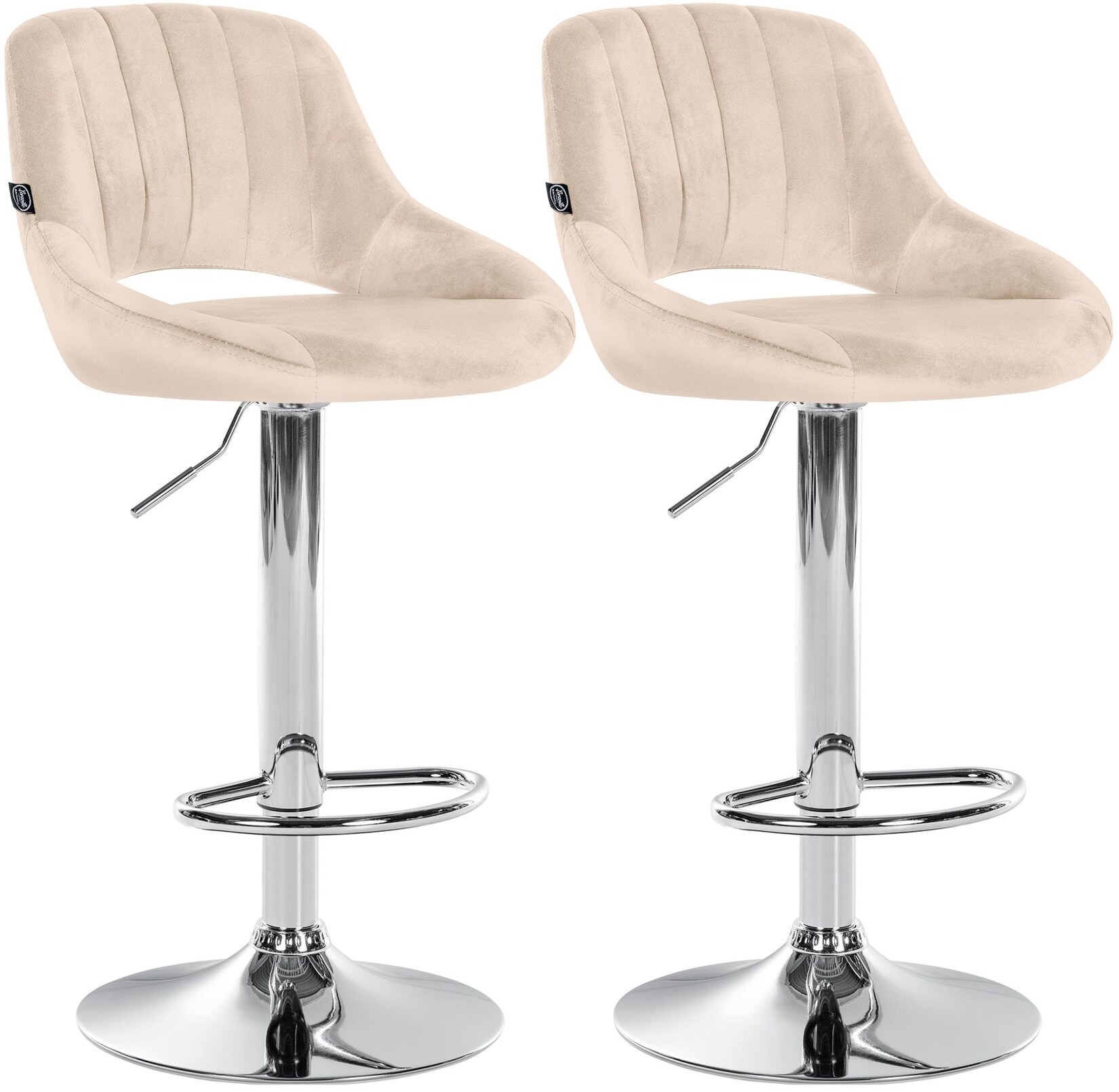 Lot De 2 Tabourets De Bar Milet En Velours Crème Métal Chromé