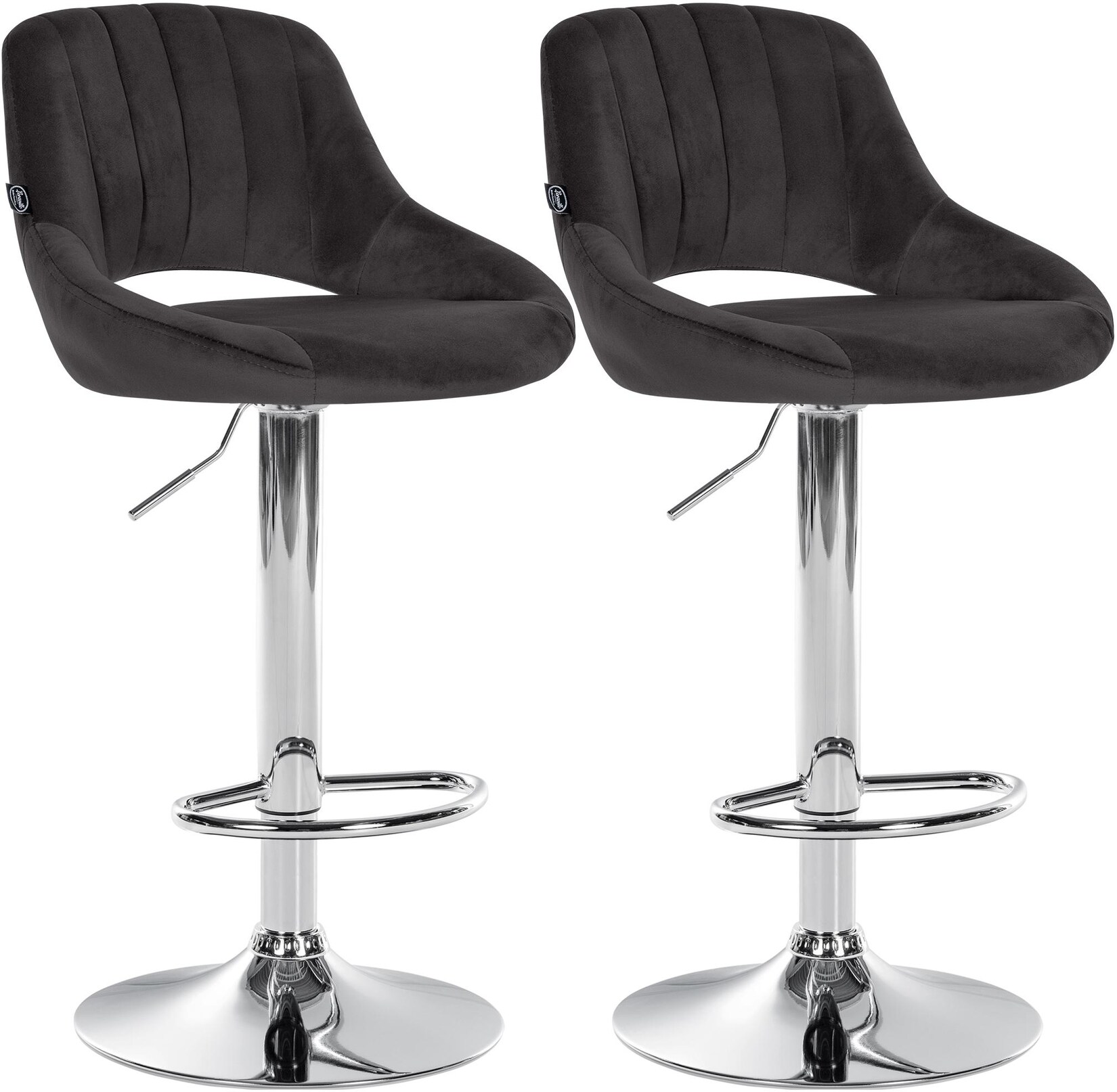 CLP Barhocker 2er Set höhenverstellbar mit Lehne Milet, Barstühle gepolstert Samtbezug, Tresenstühle mit Metallgestell drehbar