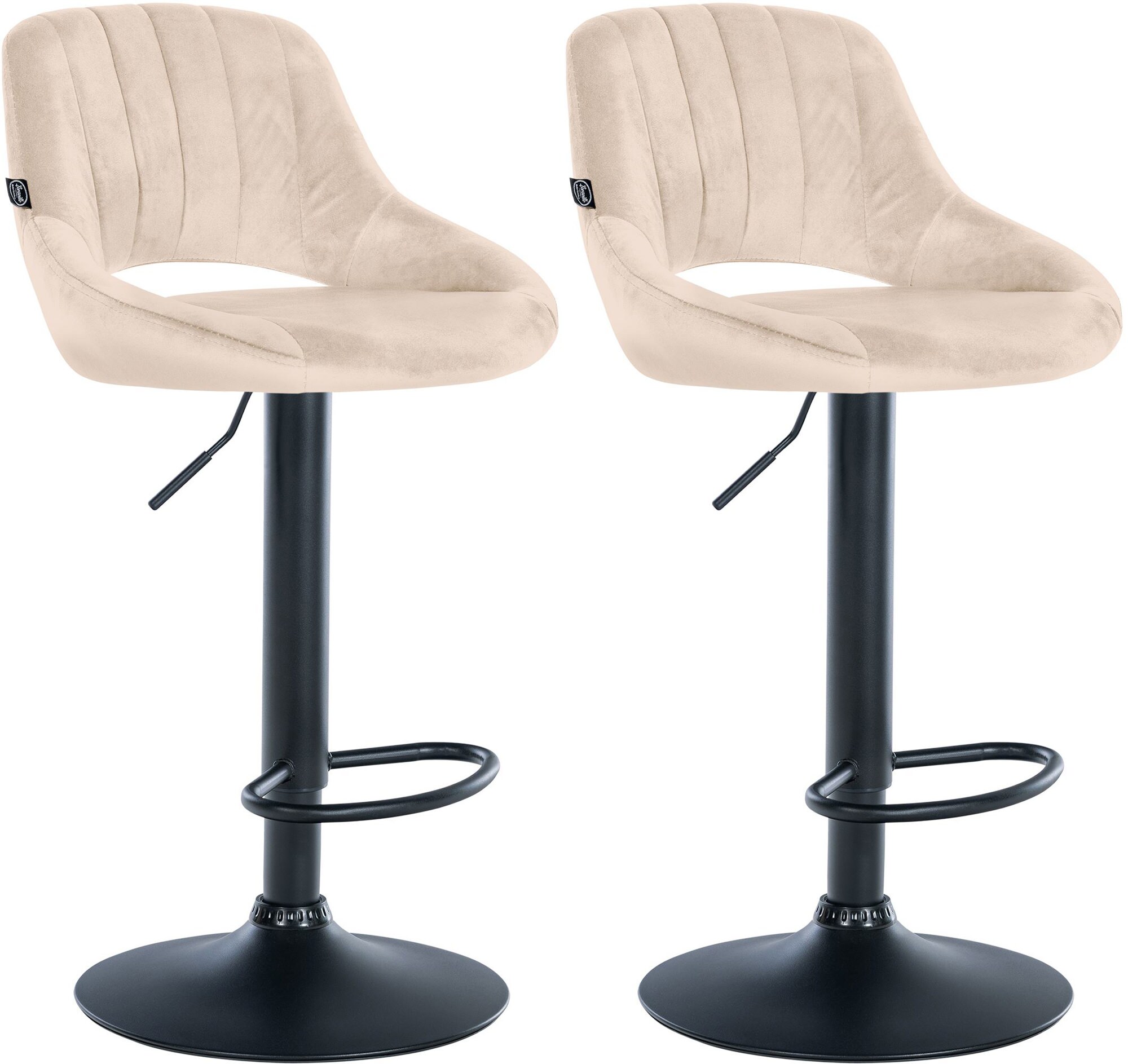 CLP 2er Set Barhocker Milet Mit Samt-Bezug I Drehbarer Barstuhl Mit Lehne Und Fu&szlig;st&uuml;tze - Bild 1
