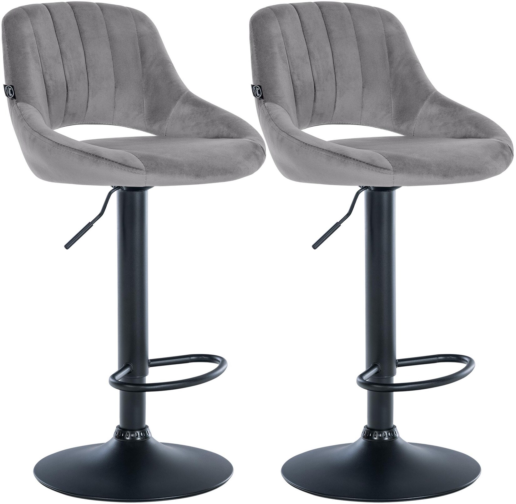 CLP Barhocker 2er Set höhenverstellbar mit Lehne Milet, Barstühle gepolstert Samtbezug, Tresenstühle mit Metallgestell drehbar