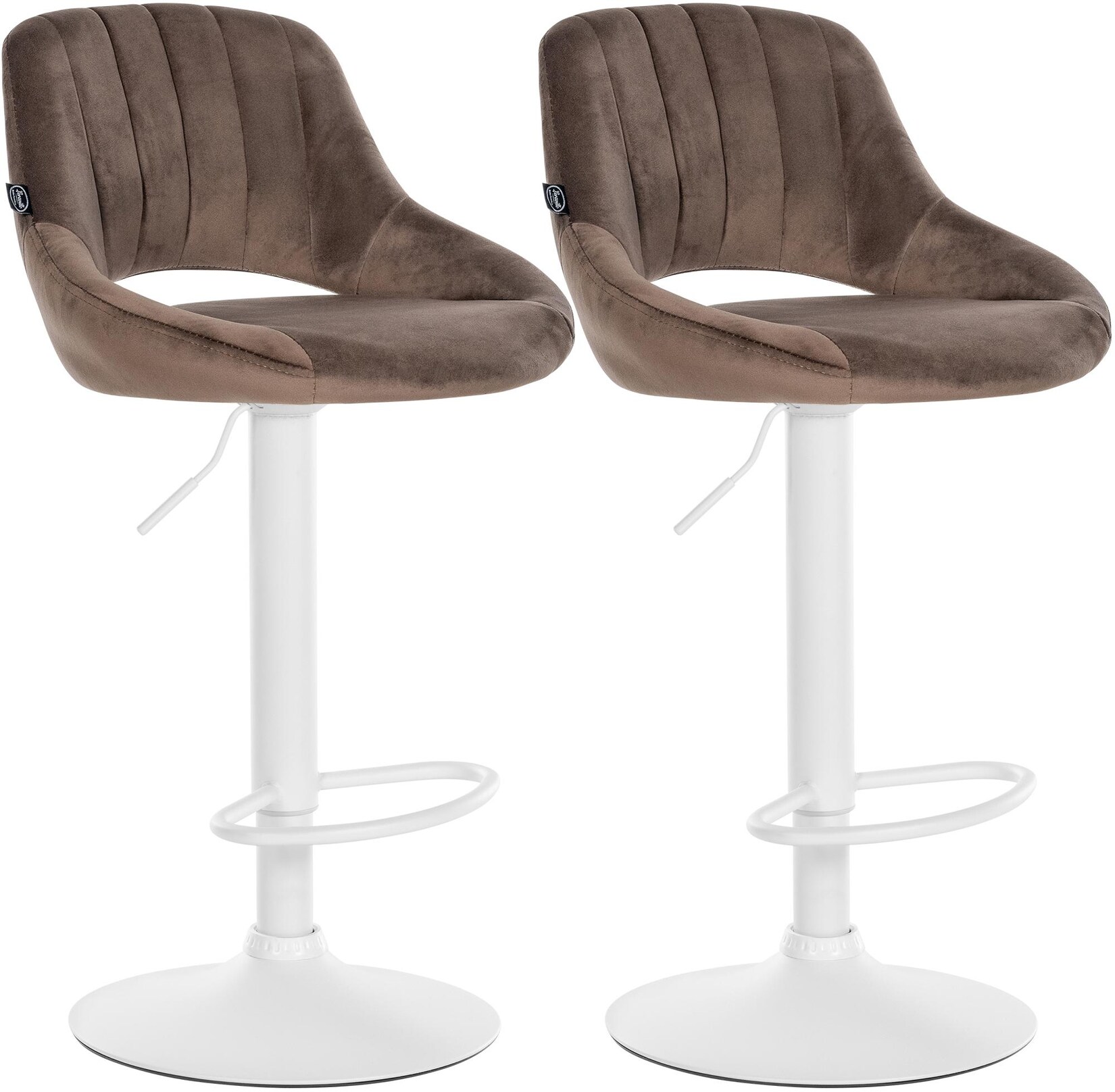 CLP Barhocker 2er Set höhenverstellbar mit Lehne Milet, Barstühle gepolstert Samtbezug, Tresenstühle mit Metallgestell drehbar