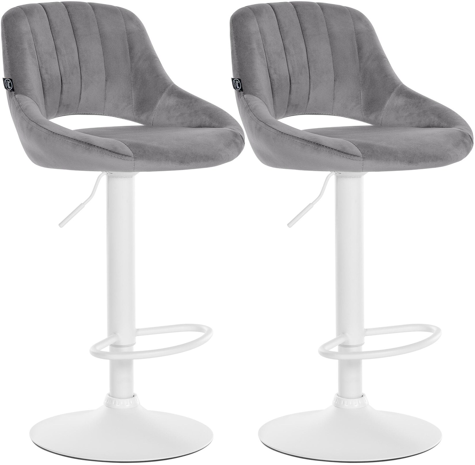 CLP Barhocker 2er Set höhenverstellbar mit Lehne Milet, Barstühle gepolstert Samtbezug, Tresenstühle mit Metallgestell drehbar