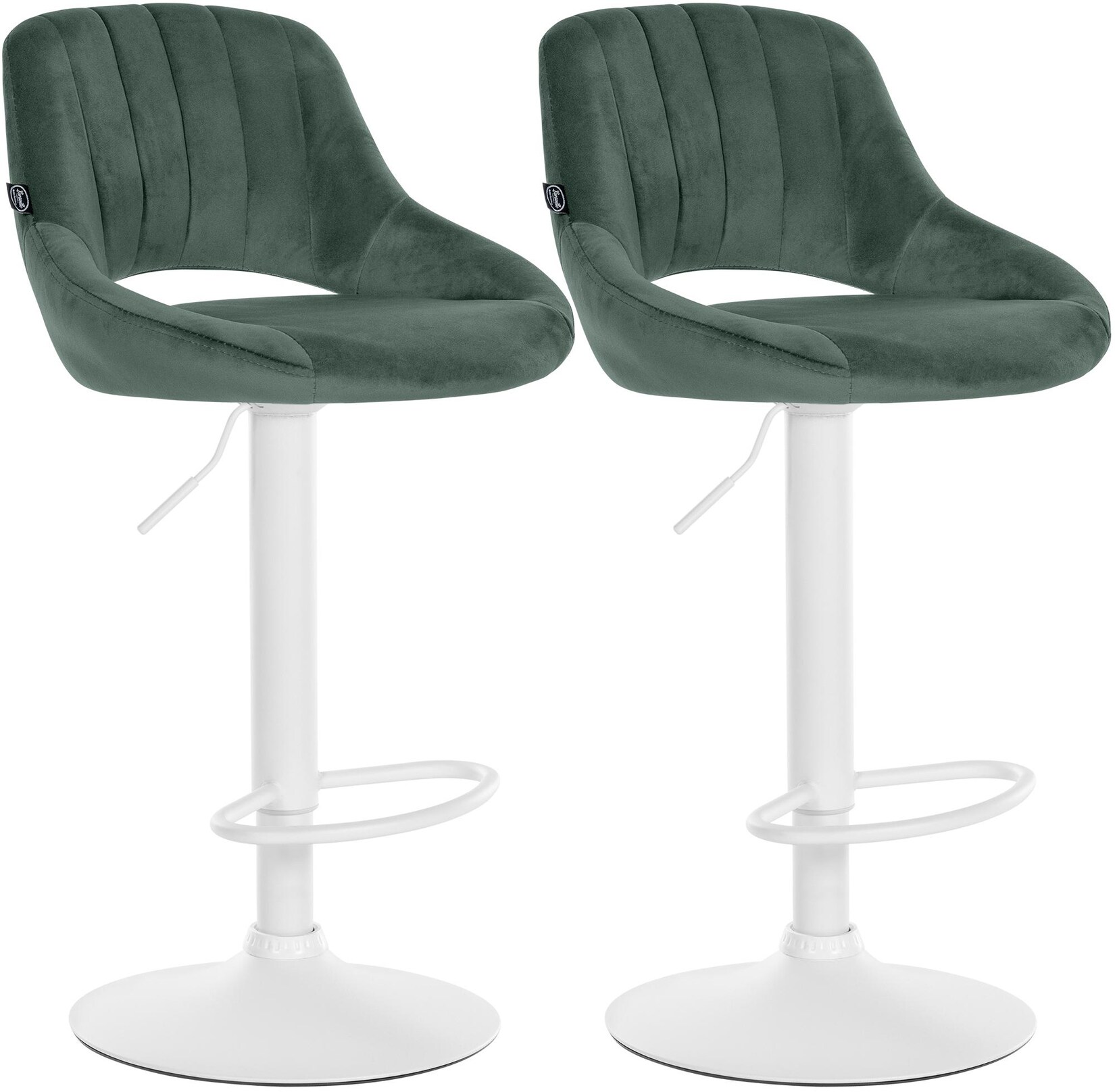 CLP Barhocker 2er Set höhenverstellbar mit Lehne Milet, Barstühle gepolstert Samtbezug, Tresenstühle mit Metallgestell drehbar