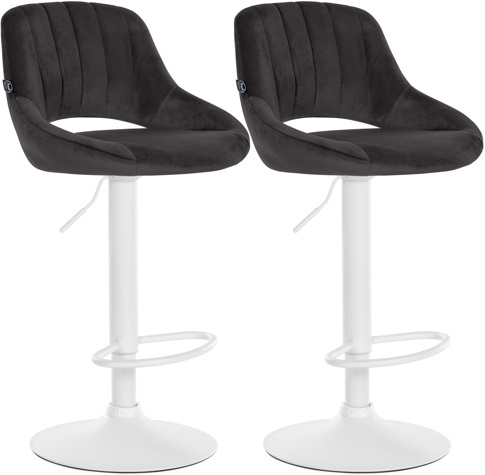 CLP Barhocker 2er Set höhenverstellbar mit Lehne Milet, Barstühle gepolstert Samtbezug, Tresenstühle mit Metallgestell drehbar