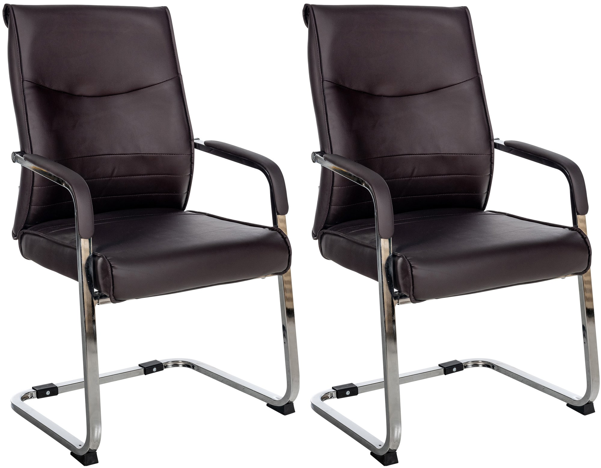 CLP 2er Set Besucherstuhl ergonomisch Hobart, Freischwinger mit Armlehnen, Kunstleder gepolstert Chromgestell, Konferenzstuhl B&uuml;ro - Bild 1