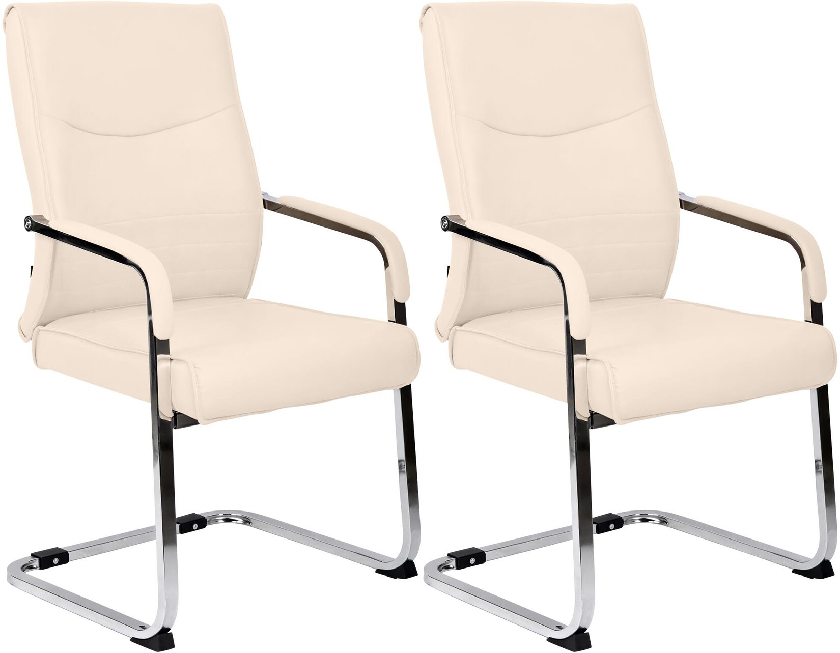 CLP 2er Set Besucherstuhl ergonomisch Hobart, Freischwinger mit Armlehnen, Kunstleder gepolstert Chromgestell, Konferenzstuhl Büro | 04255716326418