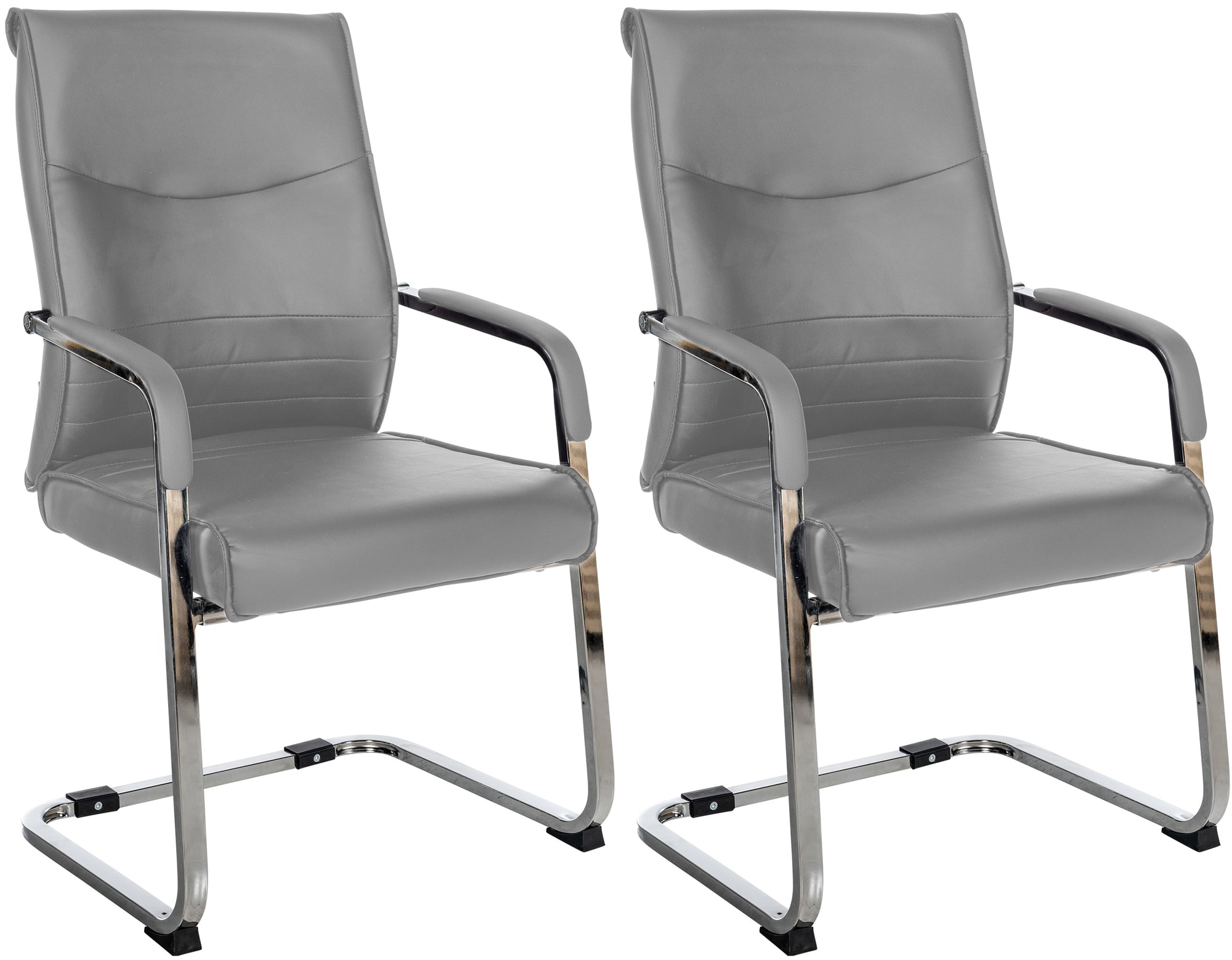 CLP 2er Set Besucherstuhl ergonomisch Hobart, Freischwinger mit Armlehnen, Kunstleder gepolstert Chromgestell, Konferenzstuhl B&uuml;ro - Bild 1