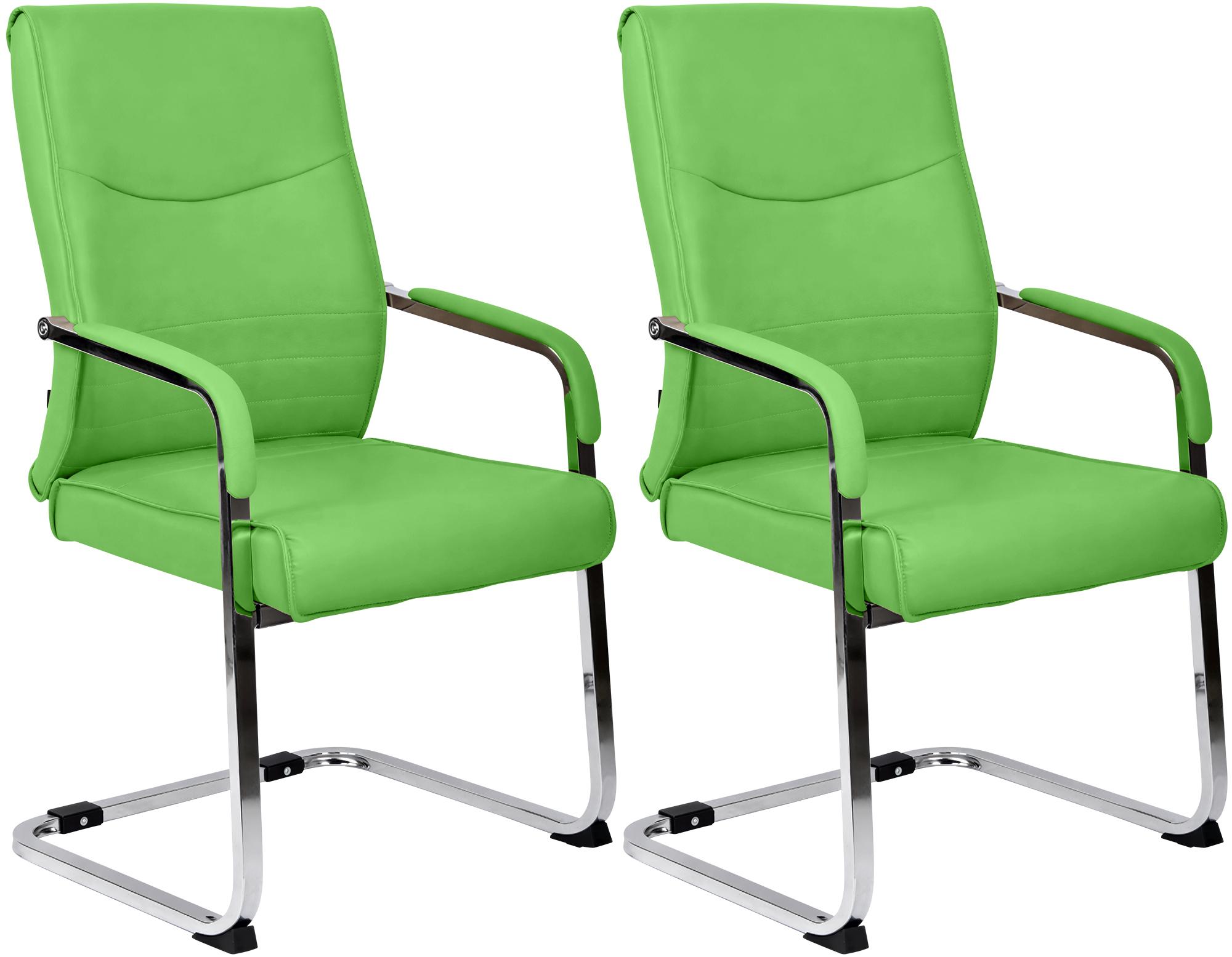 CLP 2er Set Besucherstuhl ergonomisch Hobart, Freischwinger mit Armlehnen, Kunstleder gepolstert Chromgestell, Konferenzstuhl B&uuml;ro - Bild 1