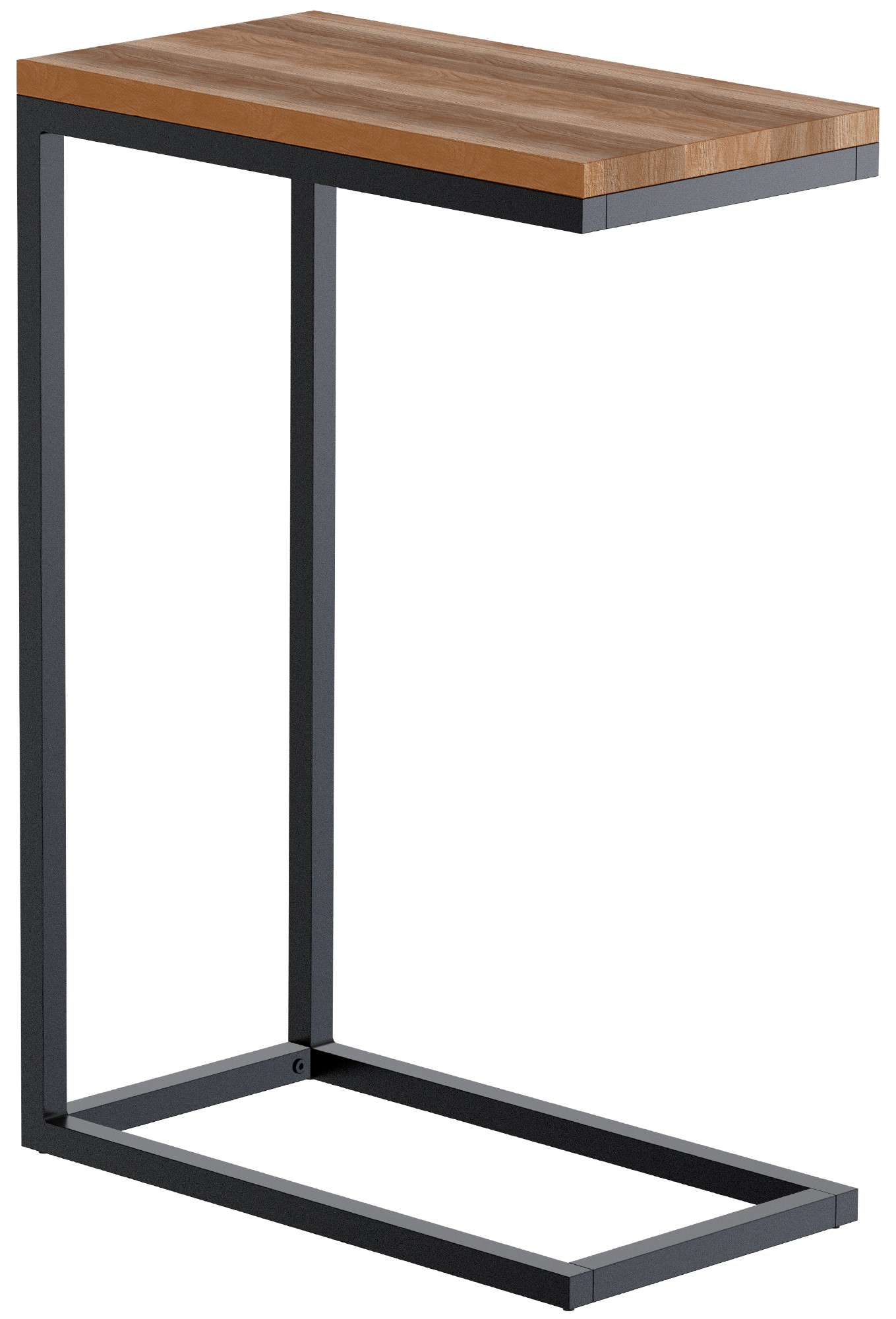 CLP Beistelltisch Manteo aus Eichenholz, eckiger Nachttisch, Sofatisch mit pulverbeschichtetem Metallgestell und Bodenschonern - Bild 1
