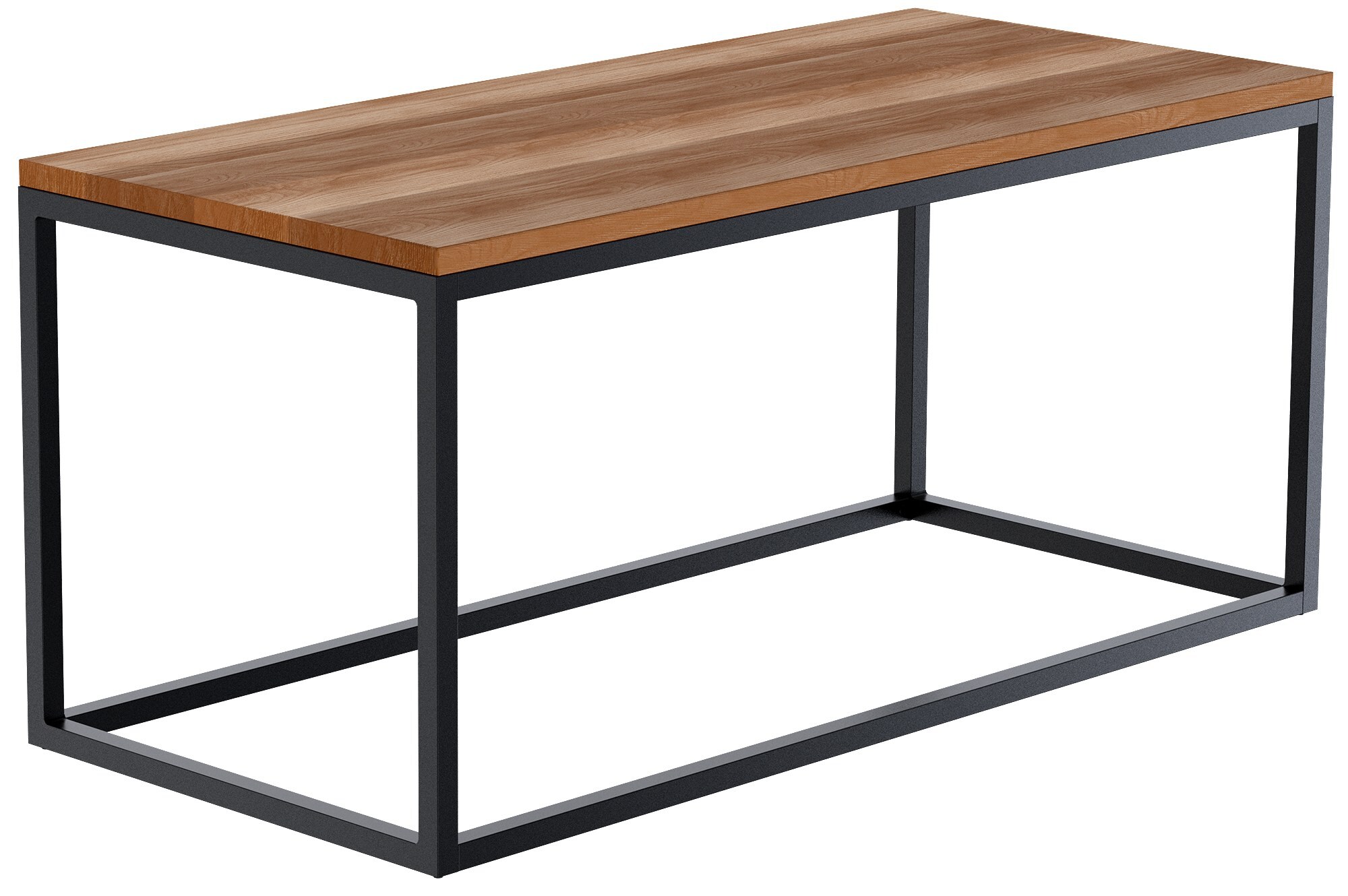 CLP Couchtisch Manteo aus Eichenholz, Sofatisch mit pulverbeschichtetem Metallgestell, Bodenschonern und modernem Design - Bild 1