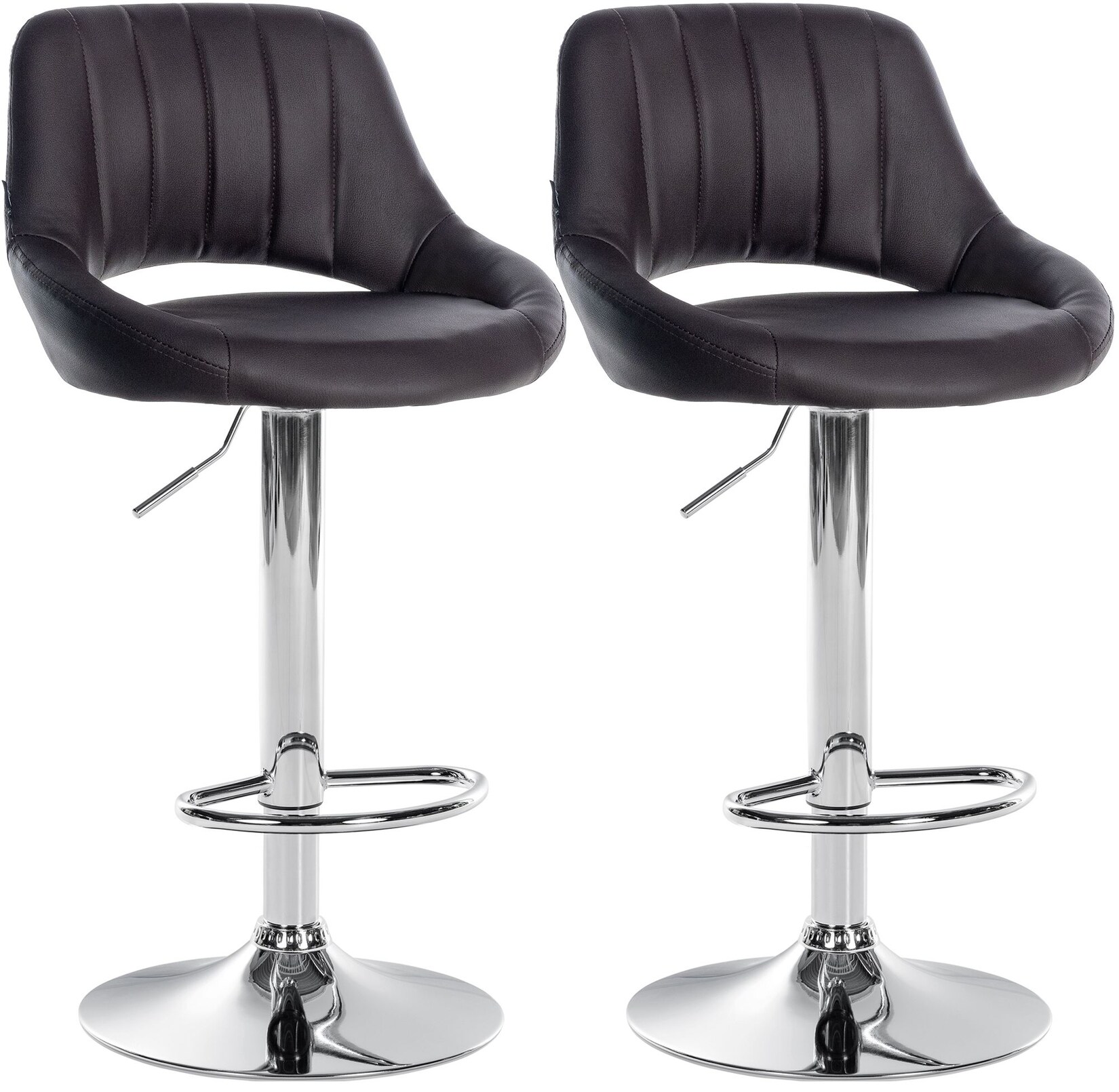 CLP Barhocker 2er Set höhenverstellbar mit Lehne Milet, Barstühle gepolstert Kunstleder, mit Metallgestellen drehbar,